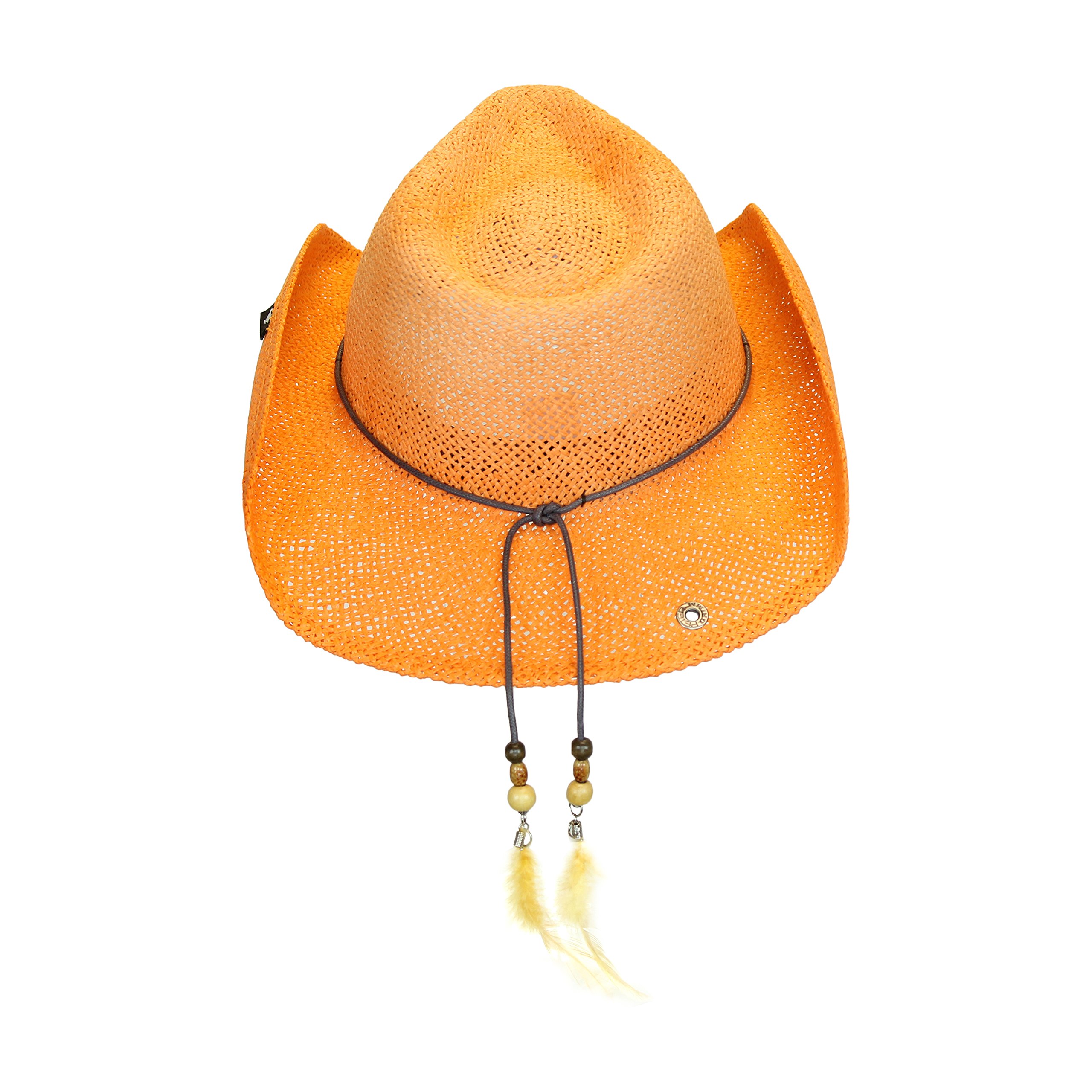 Peter Grimm Women's Orange Toyo Straw Summer Cowboy Hat with Shapeable Brim - Perfect for Beach Vacations, Music Festivals & Outdoor Adventures