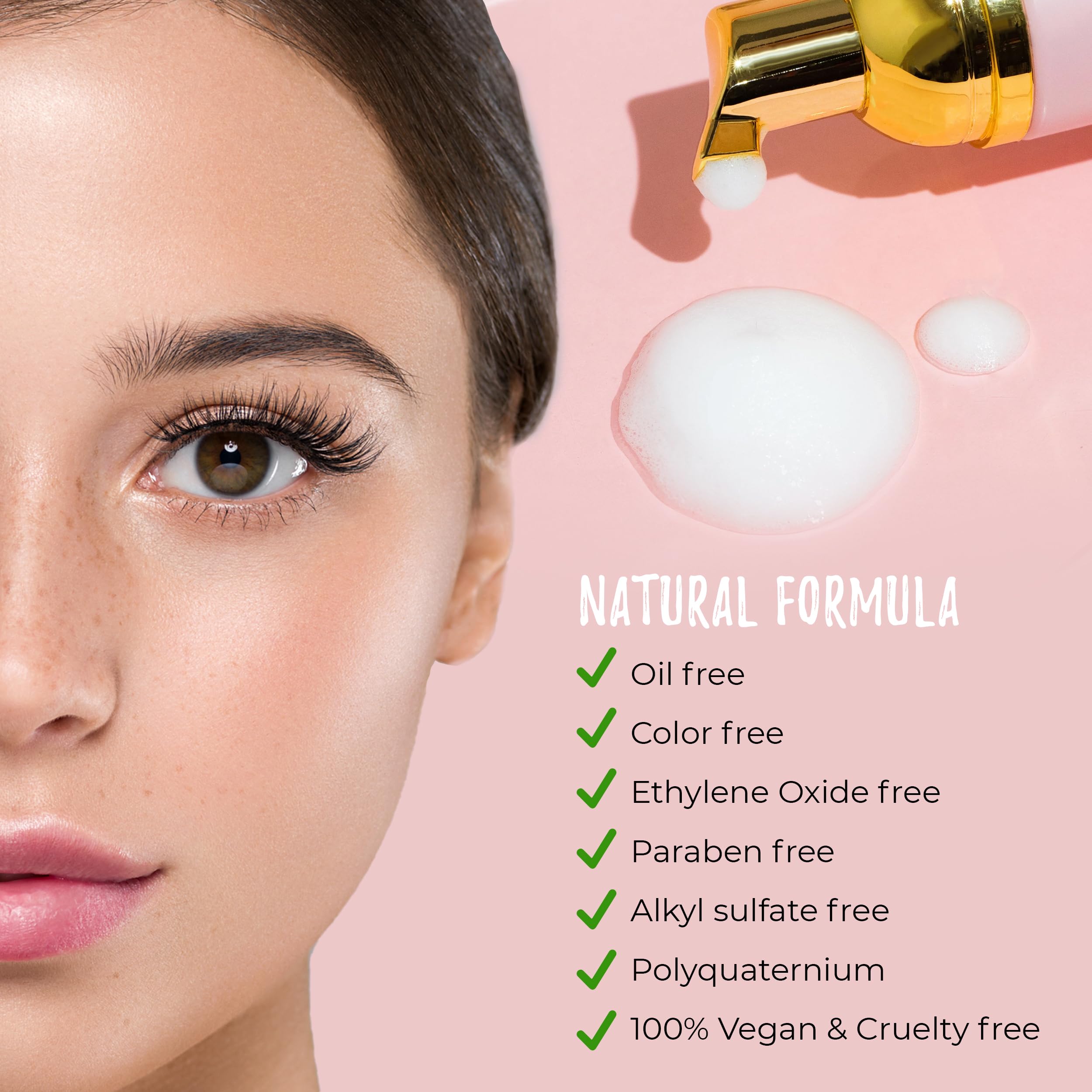 LLBA 60ML Eyelash Extension Cleanser - Gentle Lash Shampoo for Extensions & Sensitive Skin, Waterproof Makeup Remover, Lash Bath Solution for Daily Cleaning & Aftercare - Perfect for Salon & Home Use