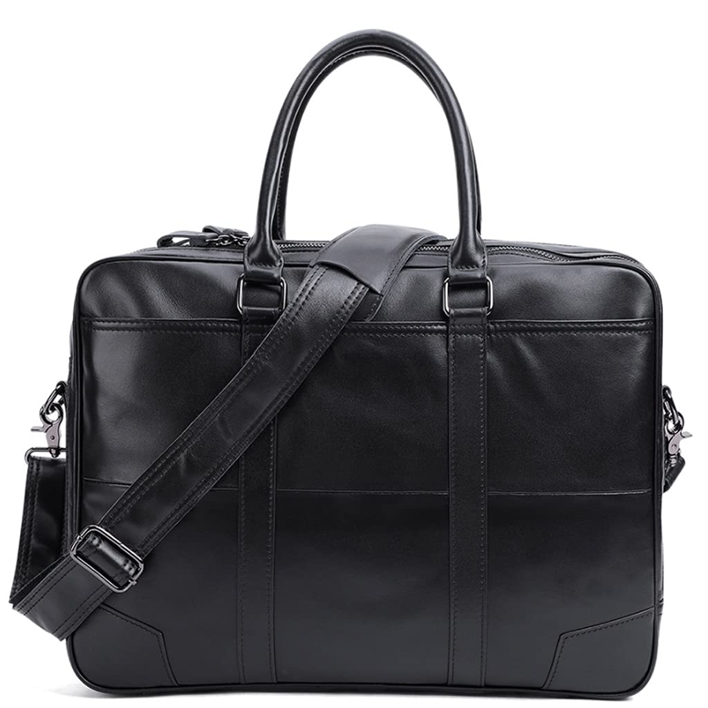 Leather Messenger Bag for Men - Black Business Tote for Work & Travel