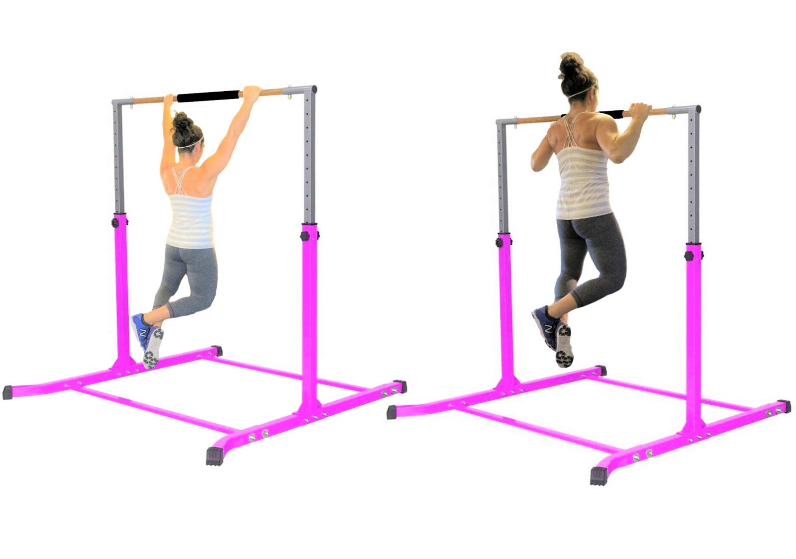 Adjustable Kids Gymnastics Kip Bar - 13-Level Height Adjustable (3-5 Feet) with Cushioned Horizontal Bar & Curved Legs - Junior Training Equipment for Home Gym (Pink) - Perfect for Gymnastics Practice, Strength Training & Playroom Activities - Ideal for Indoor Play, Kids Fitness & Backyard Training - Great for Home Exercise, Birthday Gifts & Toddler Playtime - Best for Home Gymnastics, Kids' Playroom, Backyard Fun & Birthday Presents
