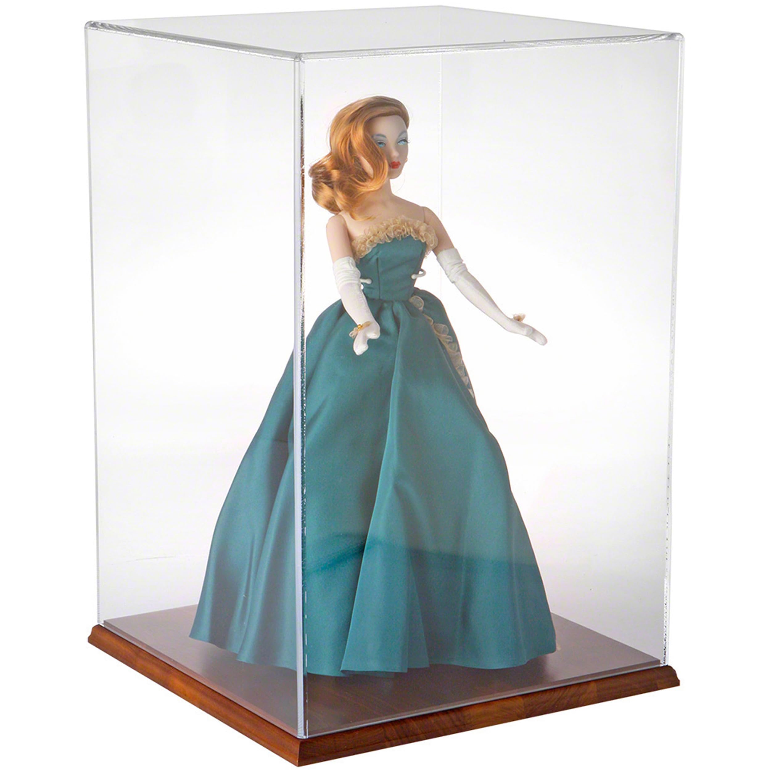 12x12x18 Inch Clear Acrylic Display Case with Hardwood Base - Premium Showcase for Collectibles, Awards & Memorabilia - Perfect for Home Decor, Retail Displays & Museum Exhibits