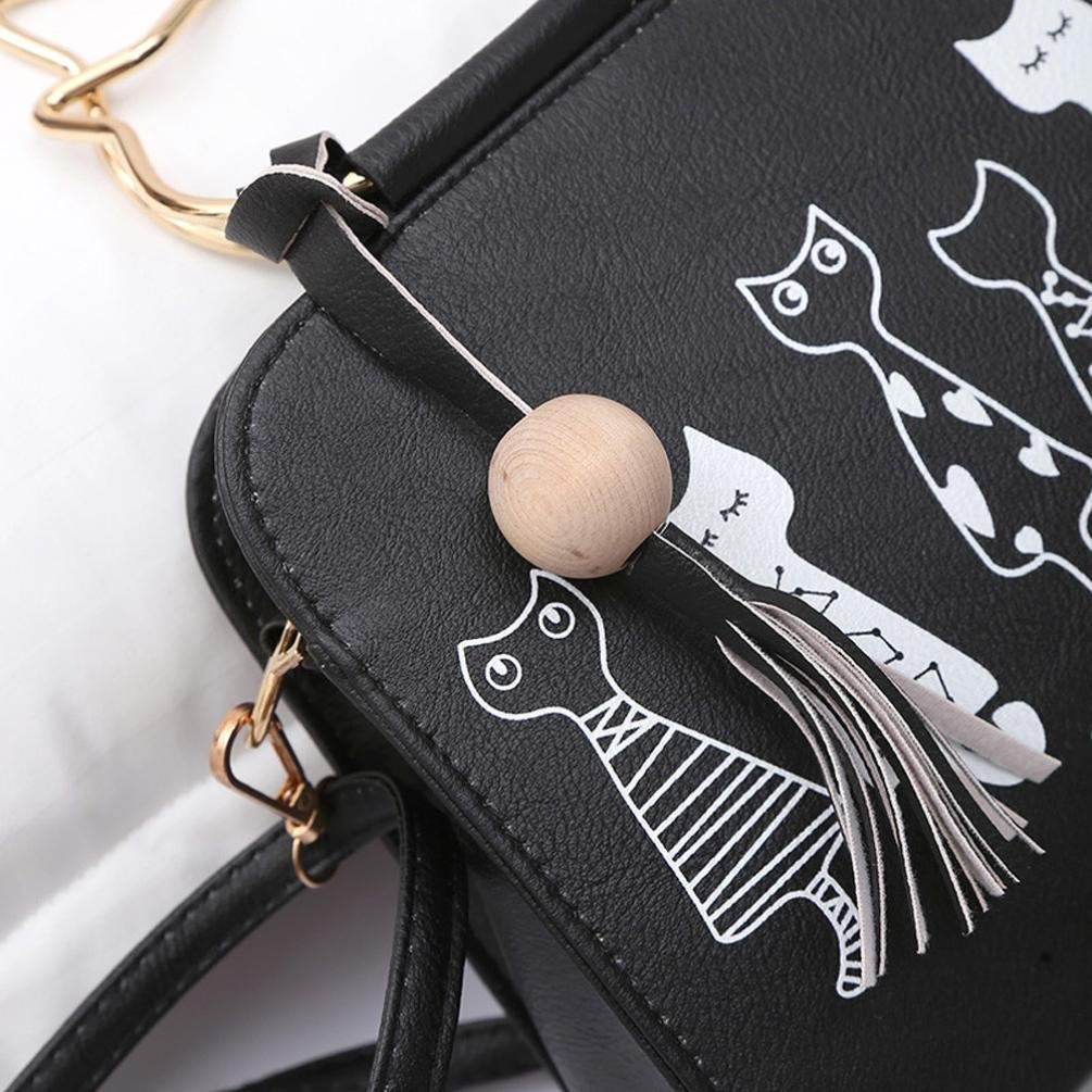 Stylish Yannerr Women's Animal Print Messenger Bag - Cat Pattern Crossbody Shoulder Bag (Black) | Perfect for Work, Travel & Casual Outings