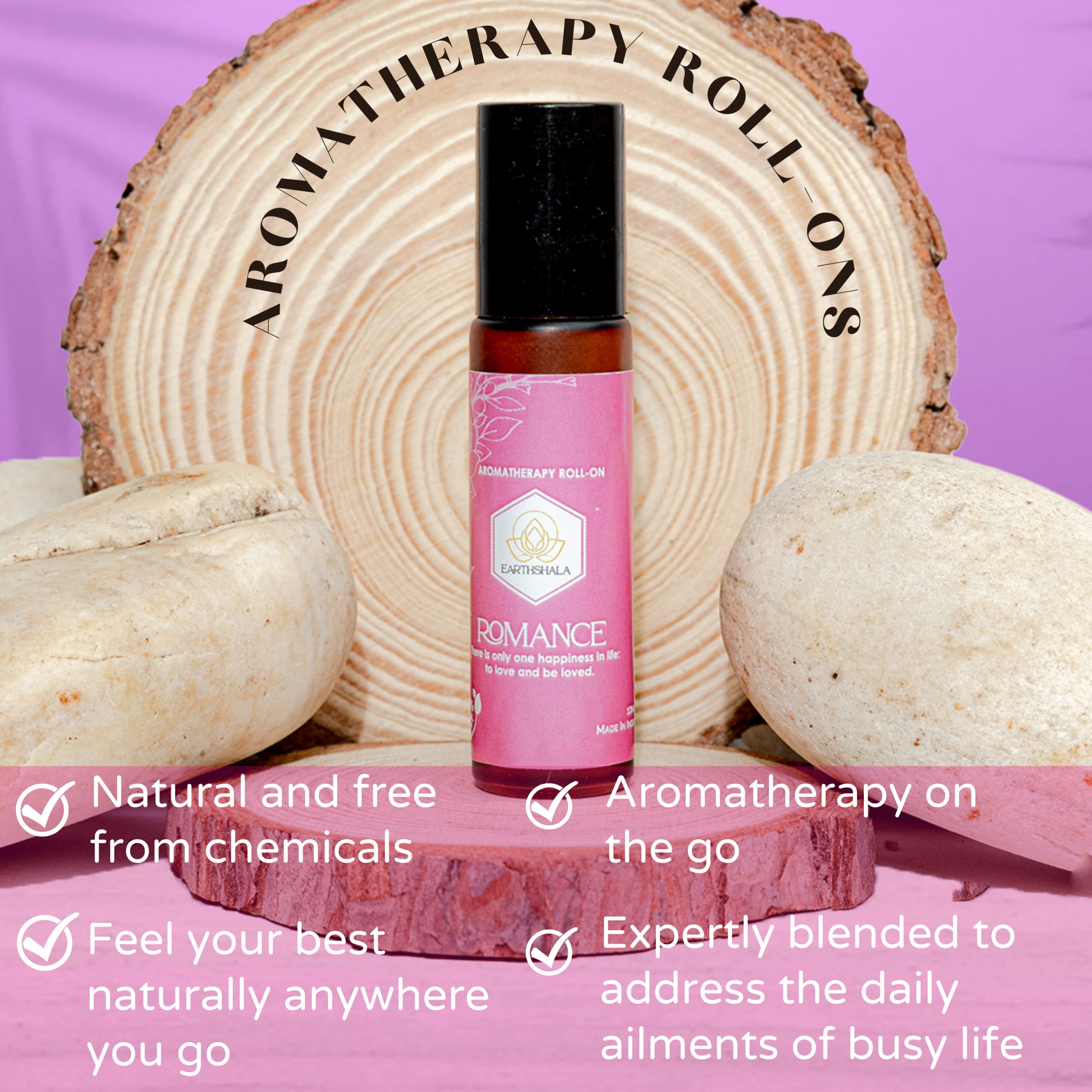 Romance Natural Aromatherapy Roll-On Essential Oil Blend for Sensual Mood & Relaxation - Perfect for Date Nights, Massage & Stress Relief