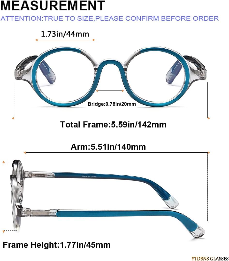 Blue Light Blocking Reading Glasses for Women & Men - Retro Round Computer Glasses 2 Pack with Spring Hinge (1.75 Strength) - Perfect for Office Work, Screen Time & Book Reading