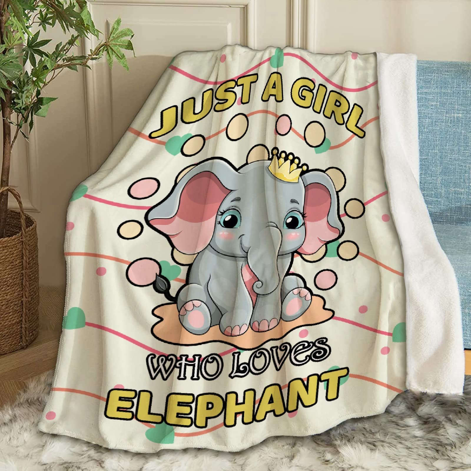 ARTBLANKET Just A Girl Who Loves Elephants Fleece Throw Blanket - 40x50 Inch Super Soft Cozy Flannel Blanket for Kids, Bed, Couch & Sofa - Perfect for Travel, Nap Time, Movie Nights & Gift Giving