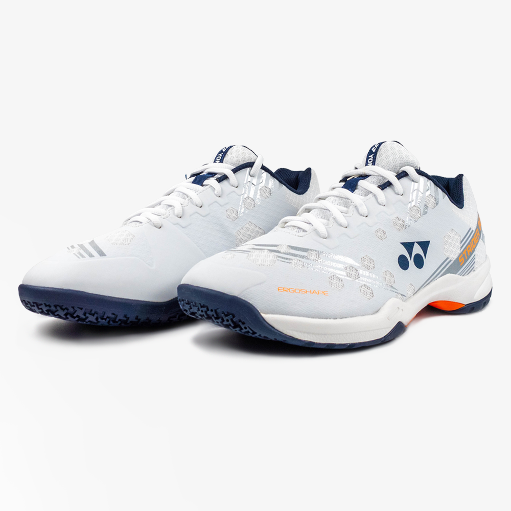 Yonex Power Cushion Strider Beat Badminton Court Shoes for Men & Women - White/Orange - Lightweight & Breathable for Indoor Sports & Training