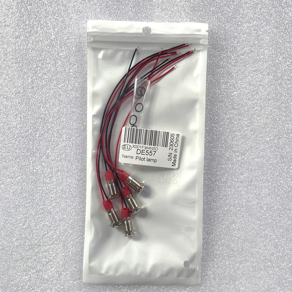 5Pcs 8mm LED Metal Indicator Light - AC/DC 12-24V Waterproof Signal Lamp with Wire - for Car Dashboard, Marine, Industrial Equipment & DIY Projects