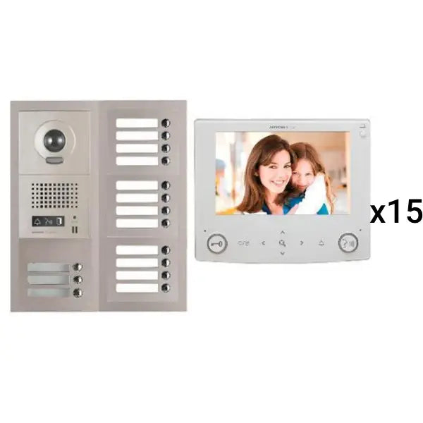 Aiphone GT 15V7 15-Unit Apartment Video Intercom System with 7 Tenants (GT 1C7) - Secure Multi-Tenant Communication for Apartment Buildings & Condos