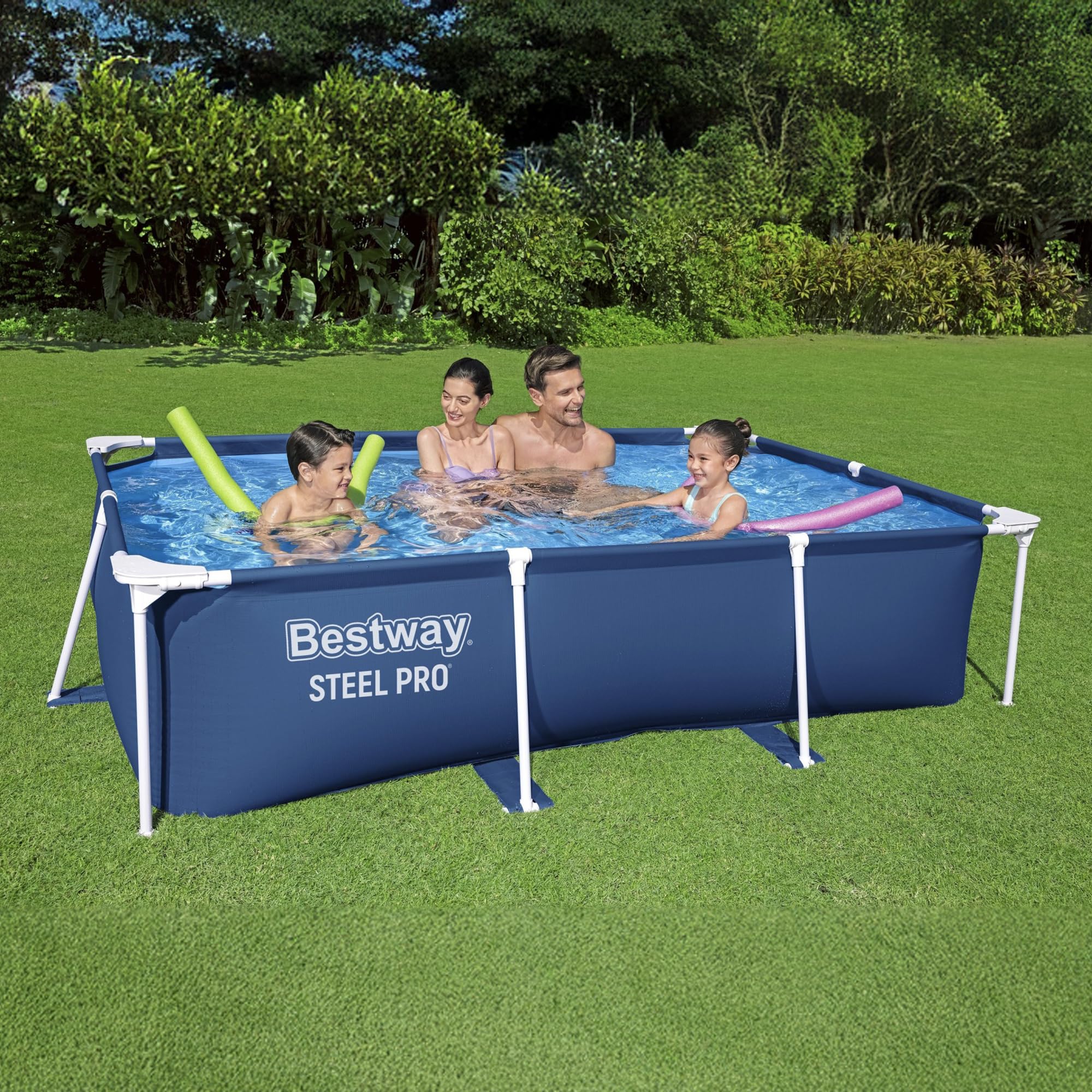 Bestway Steel Pro 8.5ft x 67in x 24in Rectangular Above Ground Swimming Pool with Steel Frame | Outdoor Backyard Pool for Adults & Kids | Durable Blue Design (Pool Only) - Perfect for Summer Parties, Family Fun & Backyard Relaxation