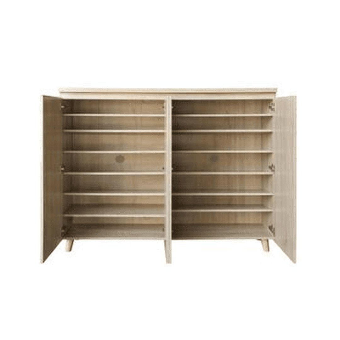 Mason 4 Door Shoe Cabinet - Space Saving Shoe Storage Organizer for Entryway, Closet & Bedroom - Wooden Shoe Rack with Adjustable Shelves for Sneakers, Boots & High Heels
