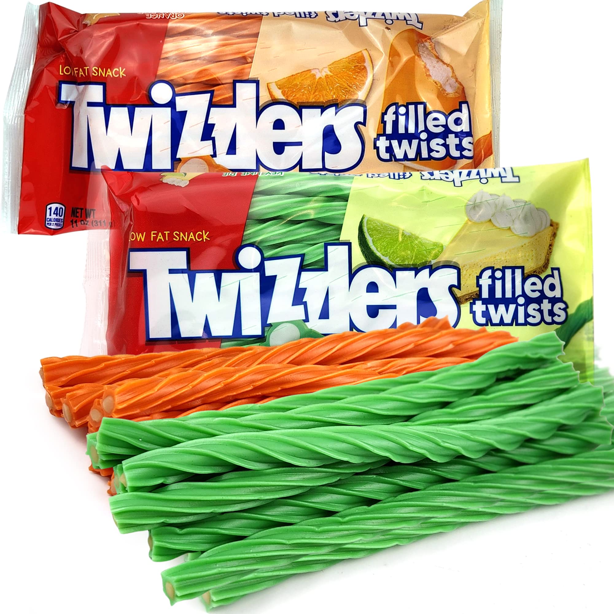 Twizzlers Cream Filled Licorice Candy Twists - 2 Pack (Orange Pop Creamsicle & Key Lime Pie) | Soft & Chewy Sweet Candy for Kids & Adults | Perfect for Parties, Movie Nights & Snack Time