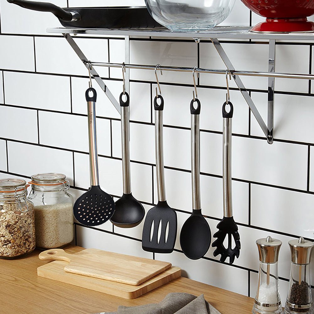 Premium Stainless Steel & Silicone Cooking Utensil Set - 5-Piece Non-Scratch Kitchen Tools for Baking, Frying & Mixing - Heat Resistant & Dishwasher Safe - Perfect for Home Chefs & Professional Kitchens