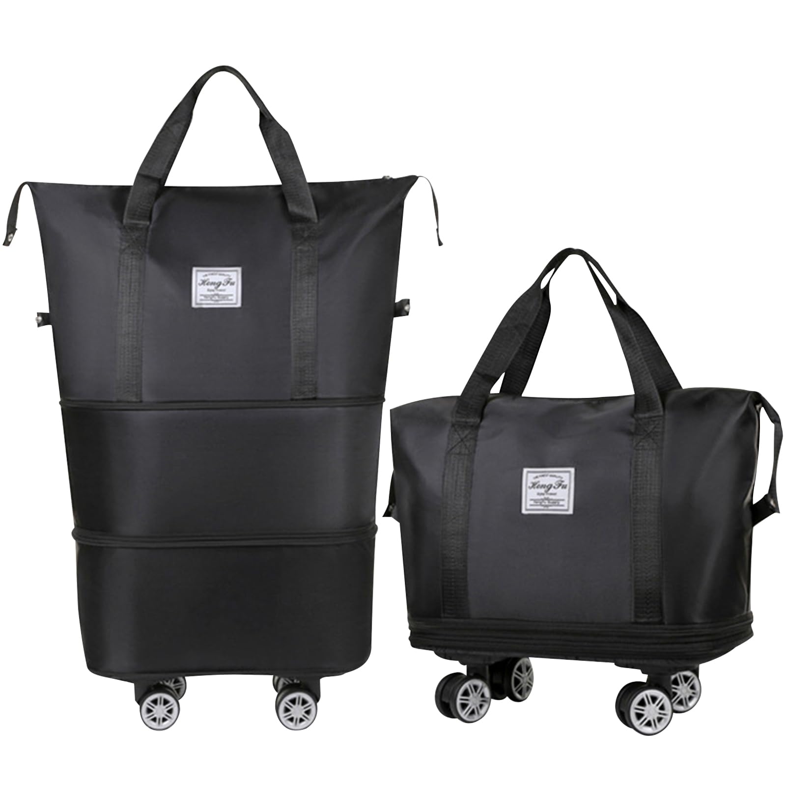 Foldable & Expandable Travel Duffel Bag with Detachable Wheels - Large Carry-On Luggage for Gym, Camping, Business Trips - Black | Perfect for Air Travel, Weekend Getaways & Sports Equipment Storage