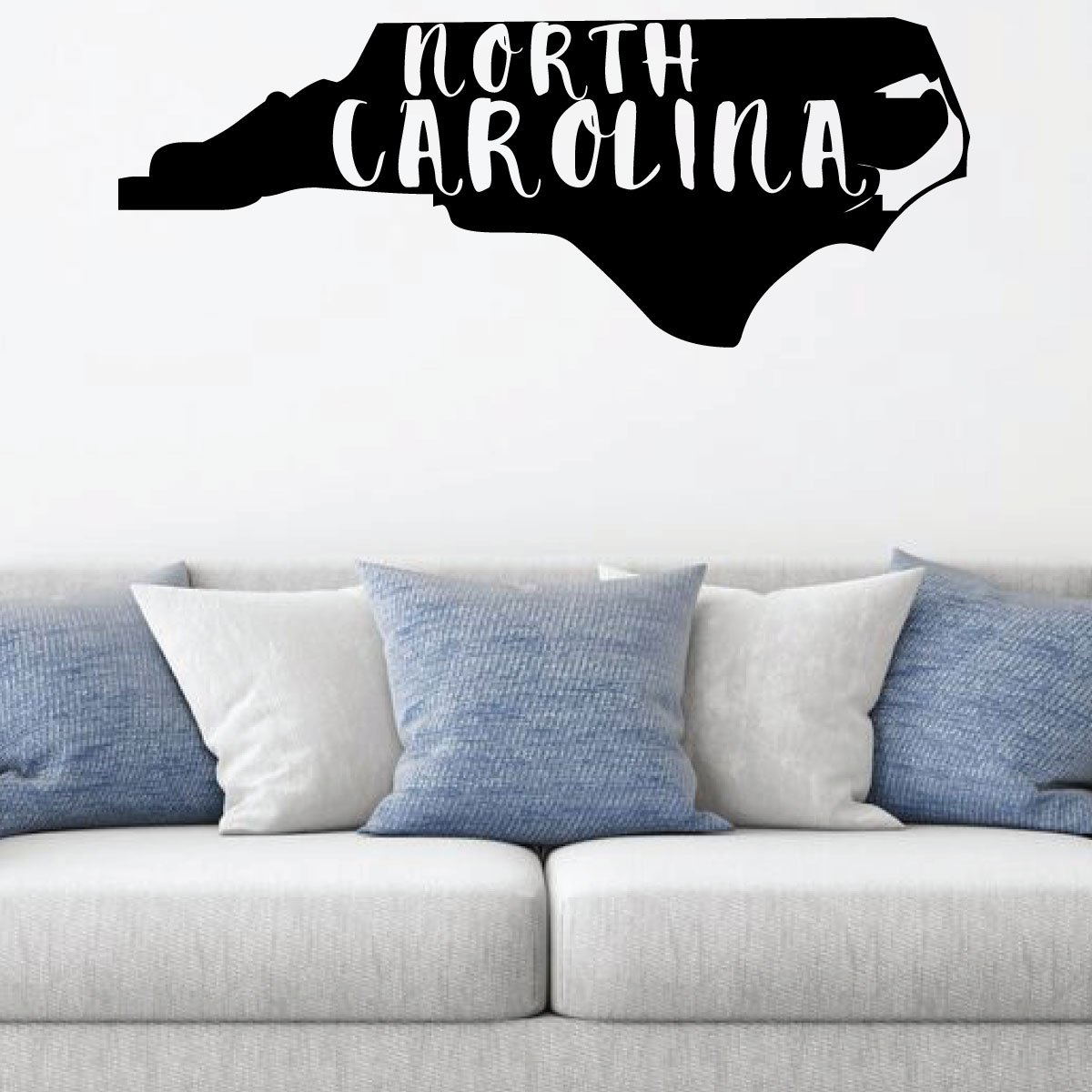 North Carolina State Silhouette Wall Decal - Premium Vinyl Art Sticker for Home Decor, Living Room & Family Room - Perfect for Nursery, Office or Dorm Room Wall Decoration