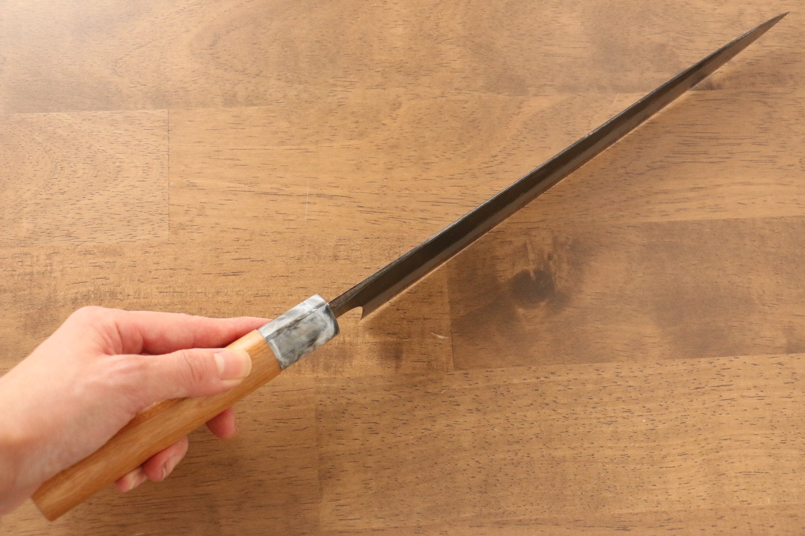 Masakage Mizu Blue Steel No.2 Sujihiki Knife 270mm - Japanese Chef Knife with Black Finish & American Cherry Wood Handle - Perfect for Slicing Meat, Sushi, and Precision Cutting