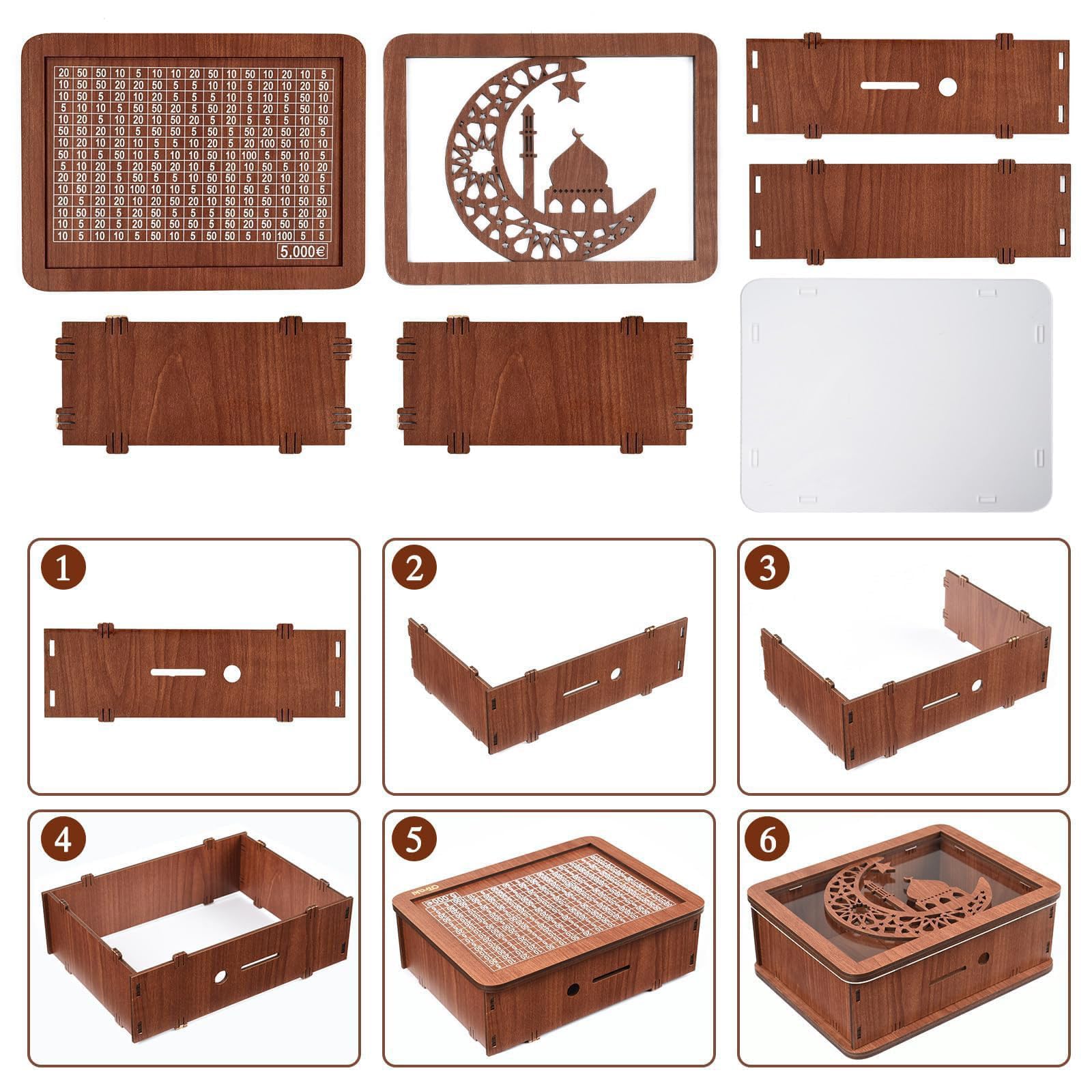 Tenkaybox Wooden Cash Vault - Premium Money Saving Box for $5000 Savings | Secure Cash Storage for Home, Office & Gift Giving | Durable Wooden Money Saver Box with Lock