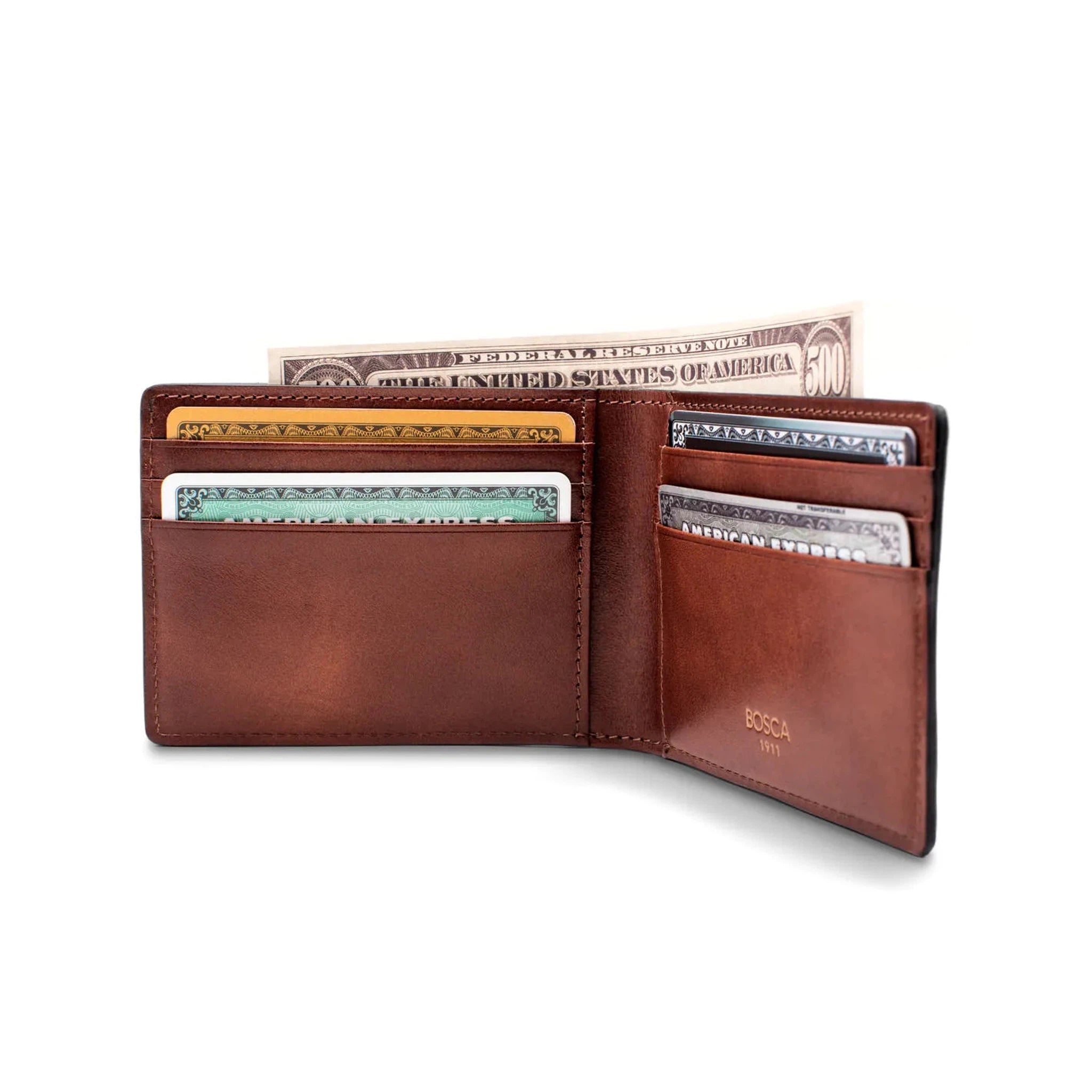 Bosca Dolce Genuine Leather Small Bifold Wallet for Men - Slim RFID Blocking Credit Card Holder & Cash Organizer (Perfect for Everyday Carry, Travel & Business)