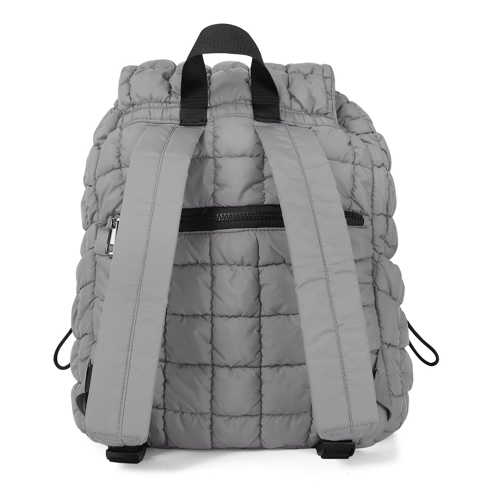 CONTAIL 18L 14 Inch Quilted Puffer Backpack - Waterproof Top Flap Drawstring Laptop Backpack for Women & Men, Lightweight Travel Daypack for School, Work, Hiking & Outdoor Activities (Grey)