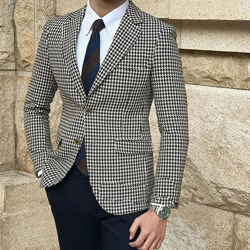 Stylish Checked Men's Suit - Premium Business & Formal Wear for Weddings, Office & Special Occasions