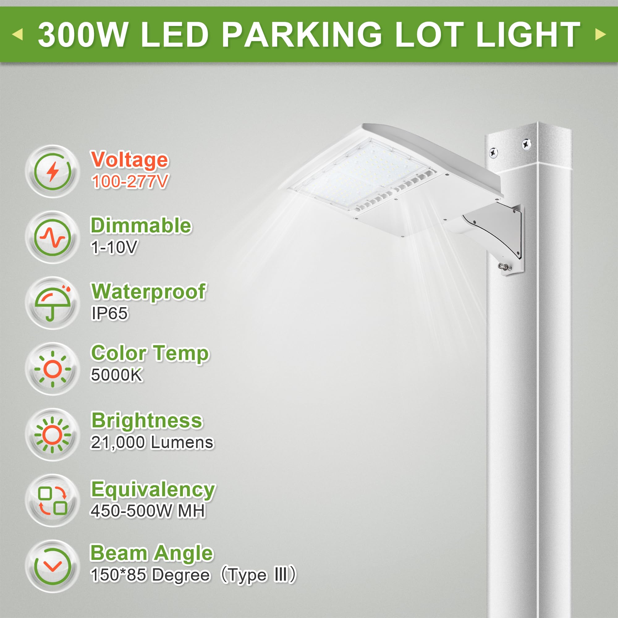 150W LED Parking Lot Lights - 21,000LM 5000K White Shoebox Lights with Direct Arm Mount - UL Certified 100-277V - Equivalent to 450W MH/HPS - Durable LED Street & Area Lighting for Parking Lots, Gas Stations & Commercial Outdoor Spaces