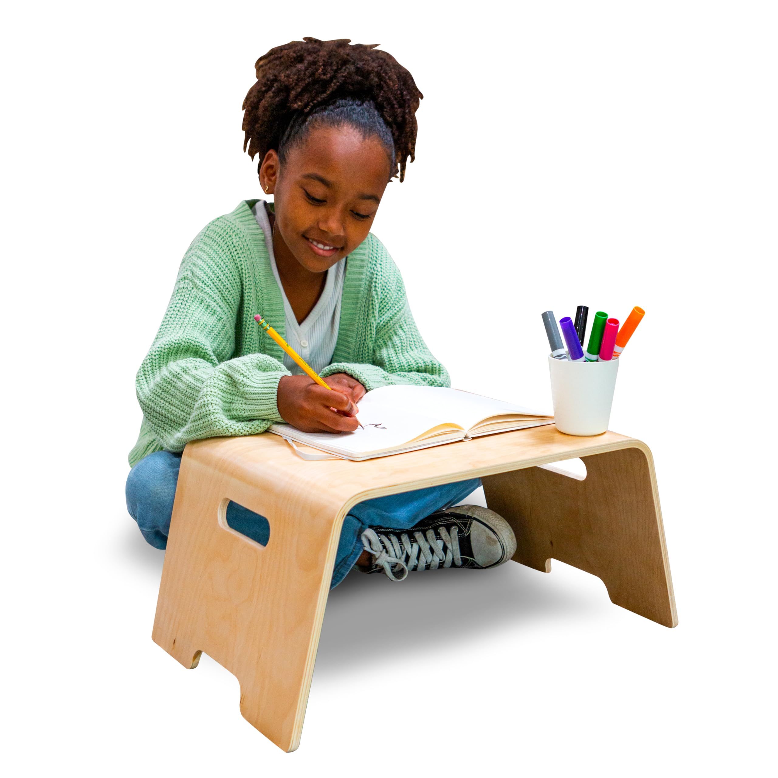 LAPGEAR Bentwood Floor Lap Desk for Kids - Portable & Durable Children's Learning Desk for Homework, Crafts, Play - Natural Birch Wood Activity Table (Style 21007) - Perfect for Homeschooling, Bedroom Study & Creative Playtime