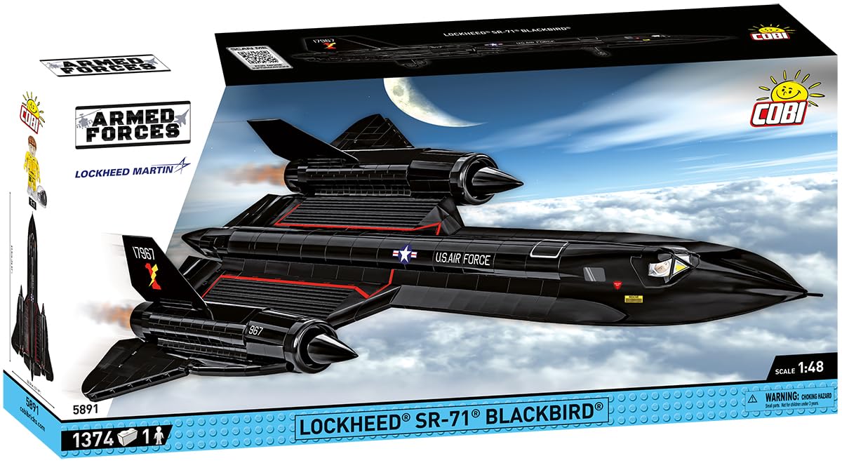 COBI Armed Forces Lockheed SR-71 Blackbird Aircraft Model Building Kit - Collectible Military Plane Toy for Adults & Kids | Perfect for Display, Gift Giving & Aviation Enthusiasts