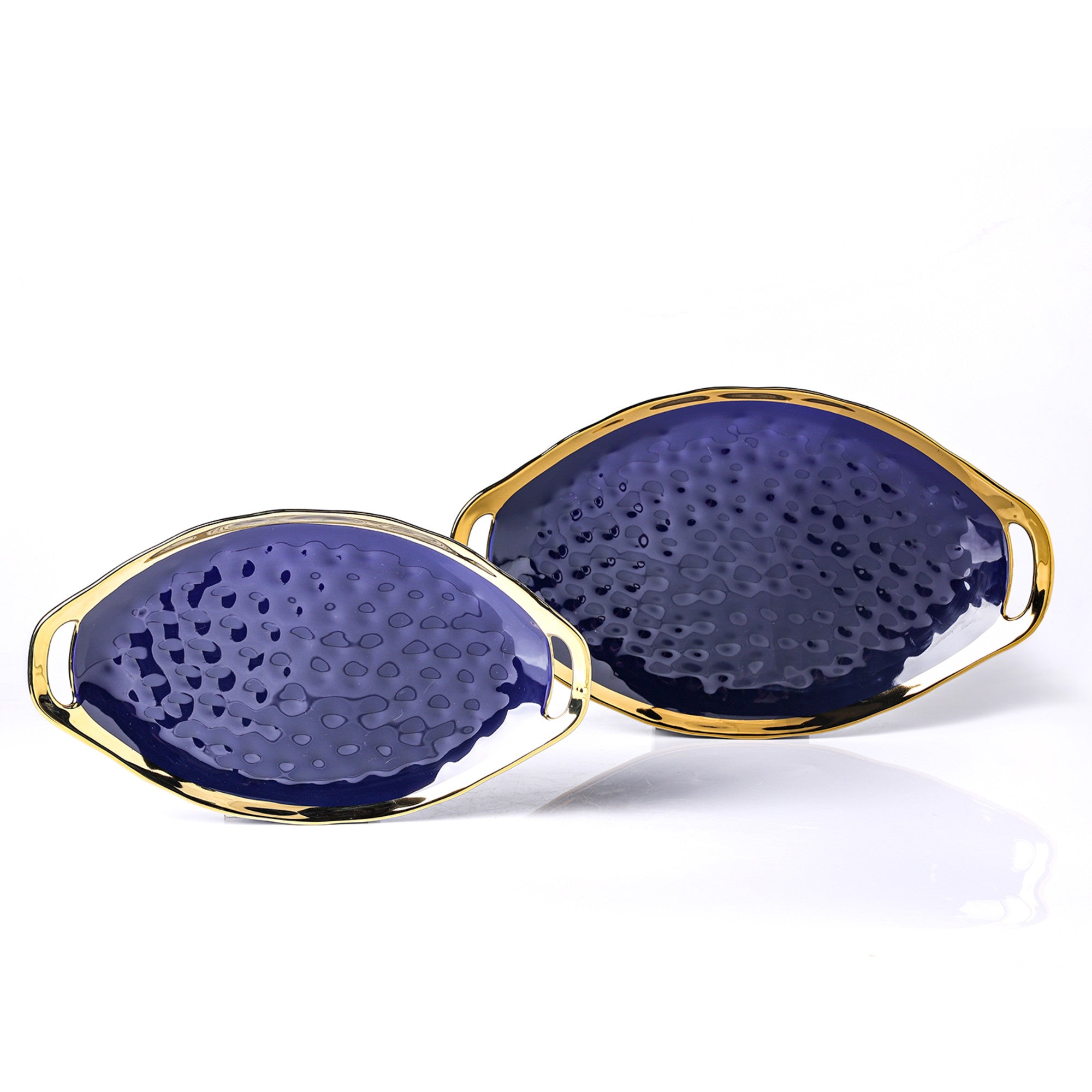 Florian Porcelain Dinner Plates Set of 6 - Elegant Blue Ceramic Service Plates for Fine Dining, Wedding, and Formal Occasions