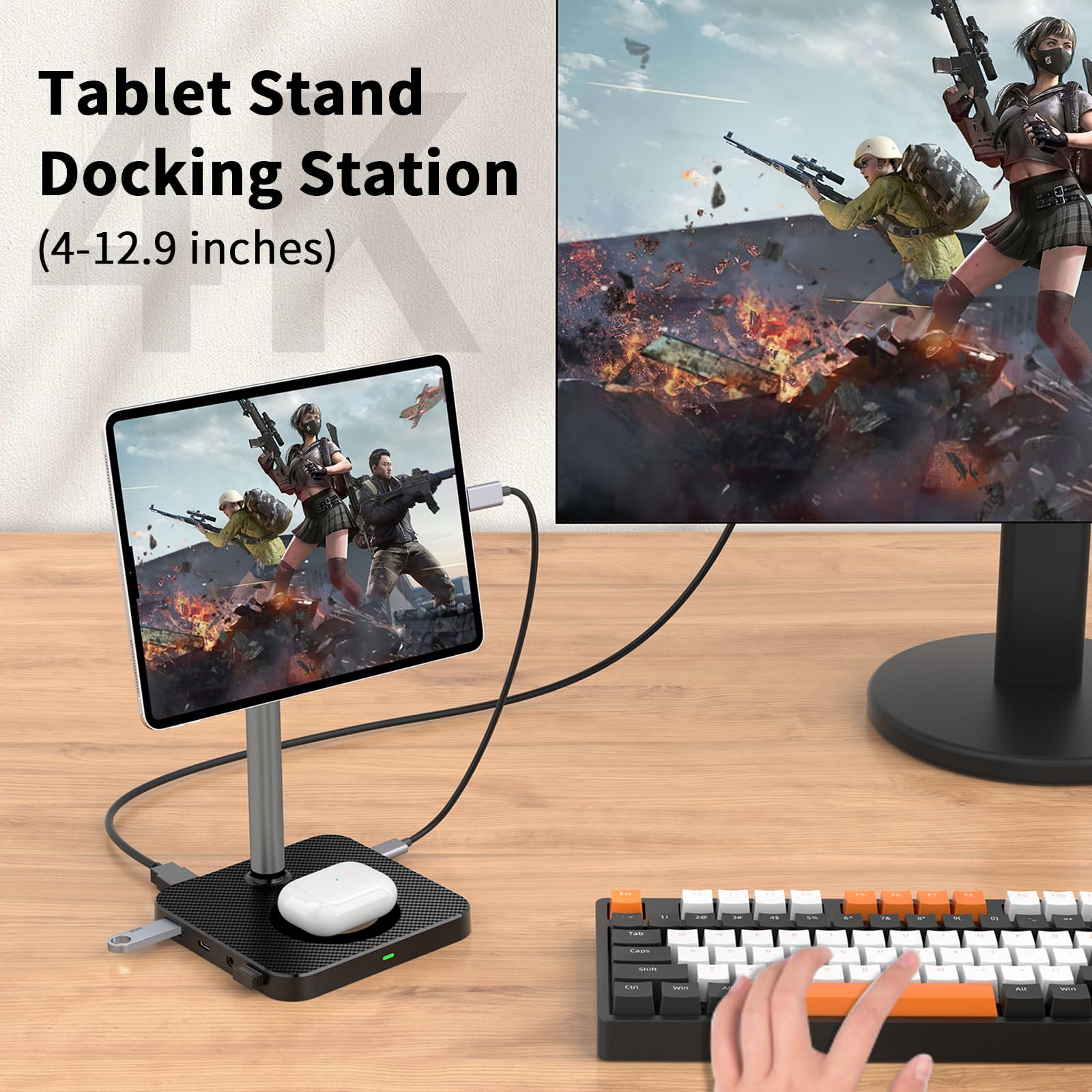 Wireless Charging Laptop Docking Station with MagSafe Stand & USB C Hub - Compatible with MacBook, Dell, HP, iPad, iPhone 15/14/13/12, AirPods - Perfect for Home Office, Gaming & Travel Charging Station