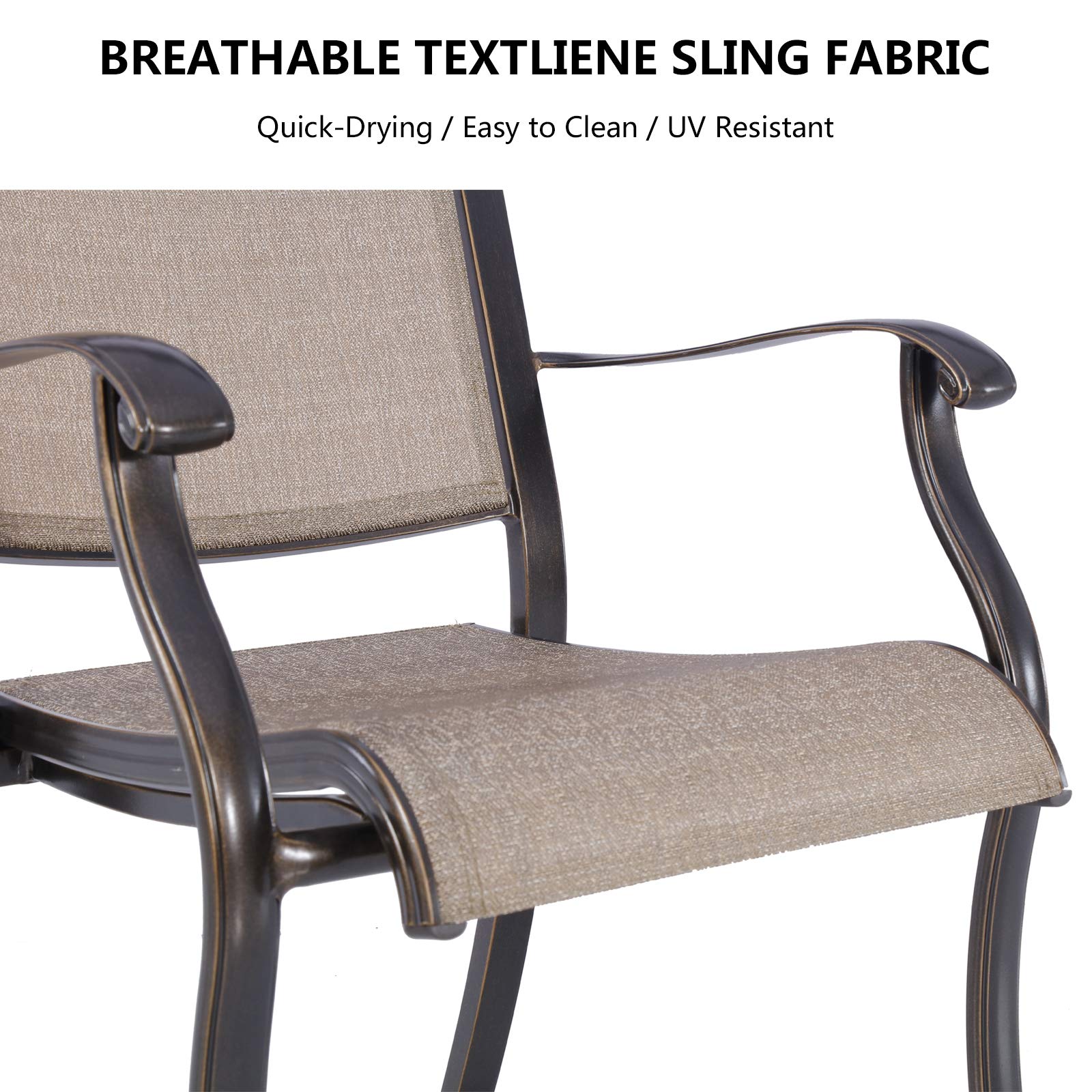 5-Piece Outdoor Dining Set - All-Weather Stackable Sling Chairs with 48