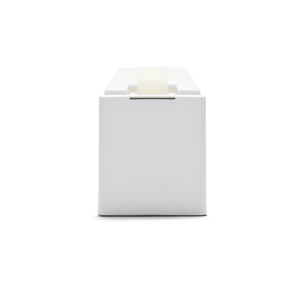 Poppin Desk Tape Dispenser - Non-Skid Weighted Base with Included Tape Roll (White) | Stylish Office Organizer for Home & Workspace
