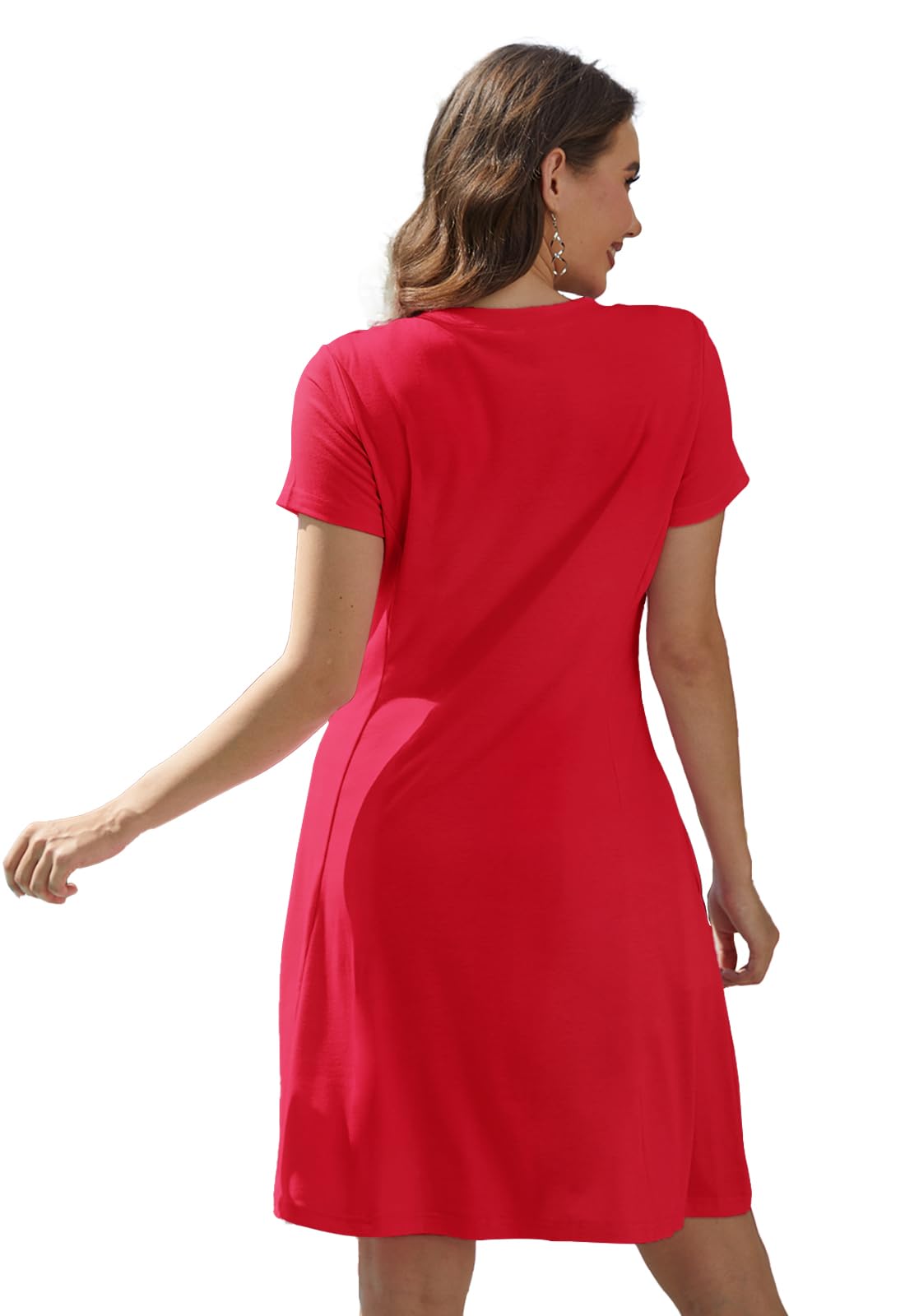 Alaster Queen Women's 2025 Summer Casual Flowy V-Neck Mini Dress with Pockets - Short Sleeve T-Shirt Style for Beach, Party & Everyday Wear