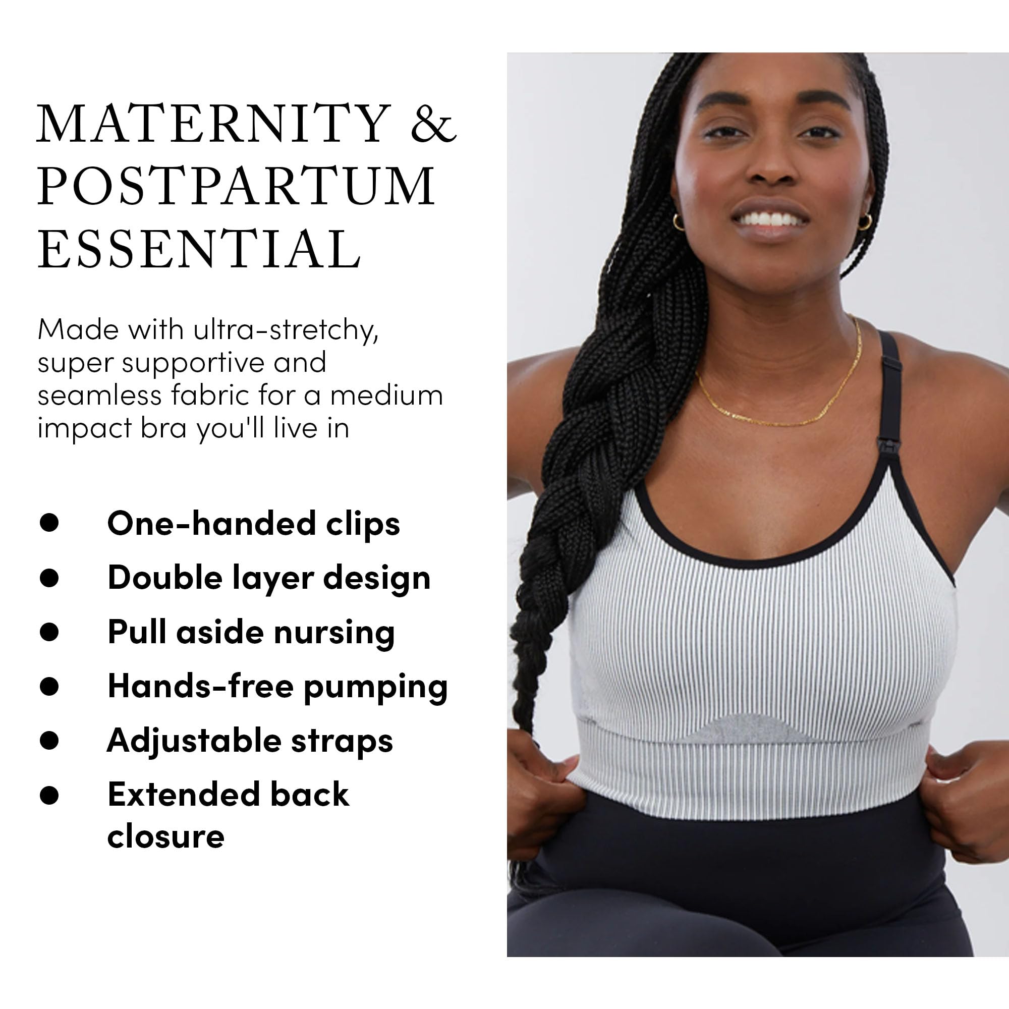 Ingrid & Isabel - Seamless Maternity & Nursing Sports Bra for Pregnancy, Postpartum & Breastfeeding - Comfortable Workout & Lounge Wear for Active Moms