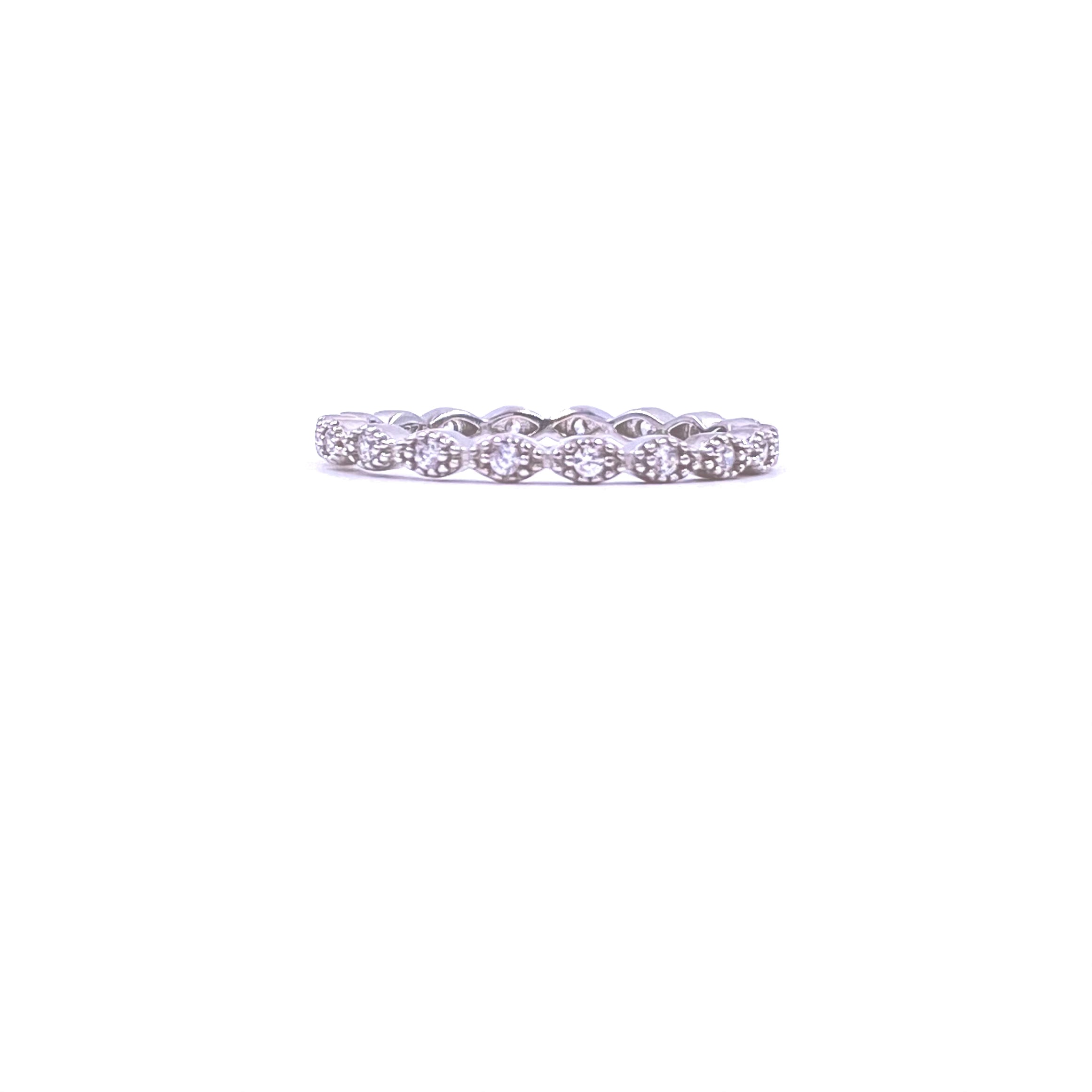 Ashley Gold Sterling Silver Antique Oval Bead CZ Eternity Band Ring for Women | Vintage Style Wedding Engagement Promise Ring | Perfect for Anniversary, Valentine's Day Gift