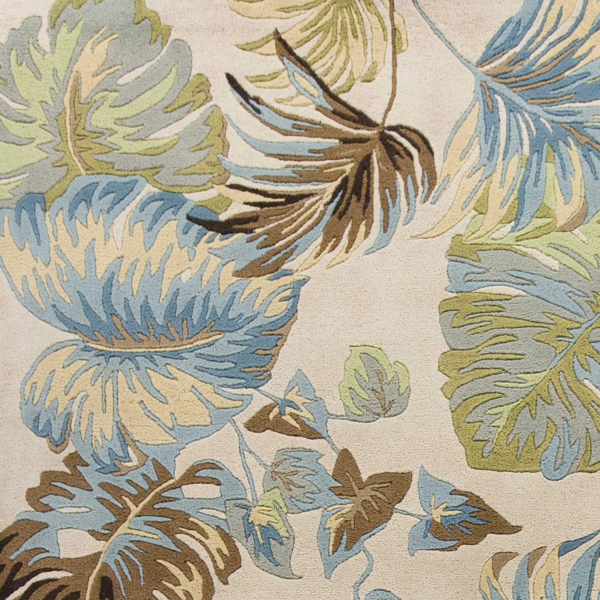 HomeRoots Decor 5' X 8' Wool Ivory and Blue Area Rug - Soft Living Room Carpet for Cozy Home Decor, Bedroom Rug, Office Floor Mat