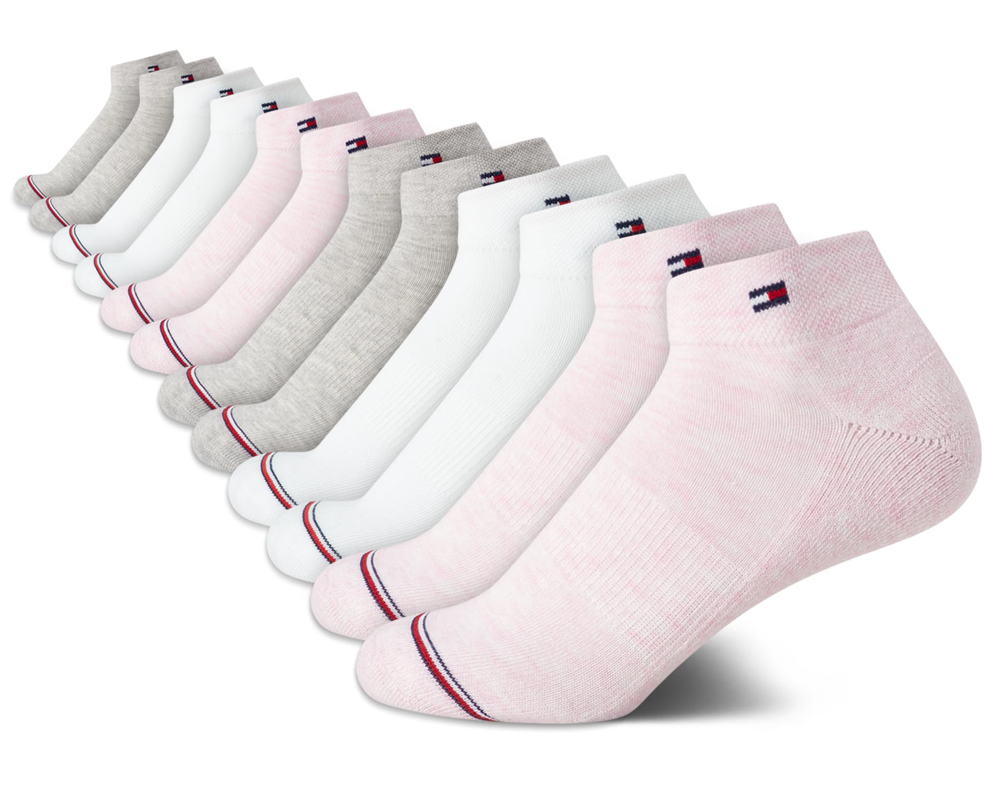 Tommy Hilfiger Women's Cushioned Quarter-Cut Ankle Socks - 12 Pack Soft Breathable Cotton Socks for Everyday Wear, Workout & Casual Outfits