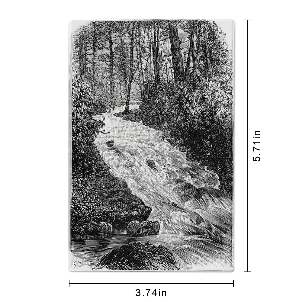 Forest River Clear Stamps for Card Making - DIY Scrapbooking Rubber Stamps with Tree Scenery Design - Transparent Photo Album Crafting Supplies - Perfect for Greeting Cards, Journals & Memory Books