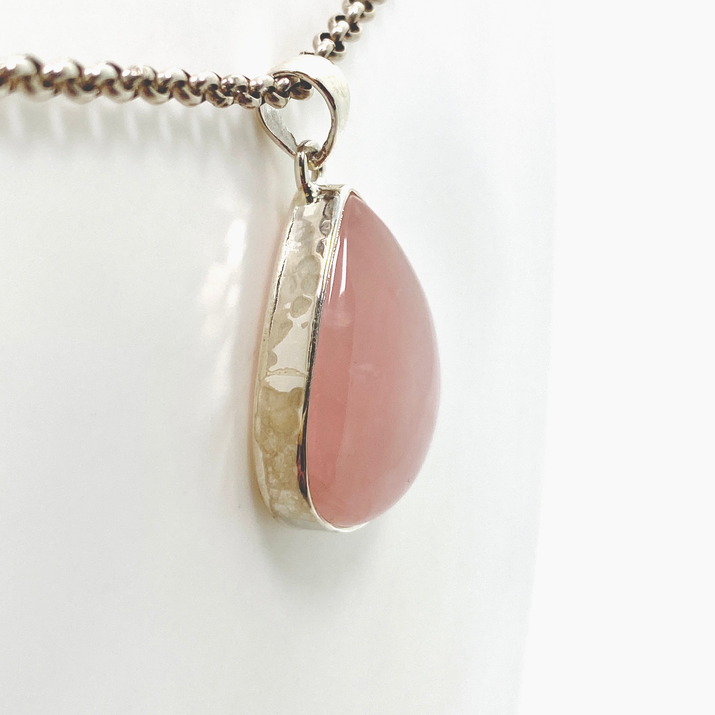 Rose Quartz Teardrop Cabochon Pendant KPGJ4689 - Natural Gemstone Jewelry for Women, Healing Crystal Necklace for Meditation, Yoga & Spiritual Gifts
