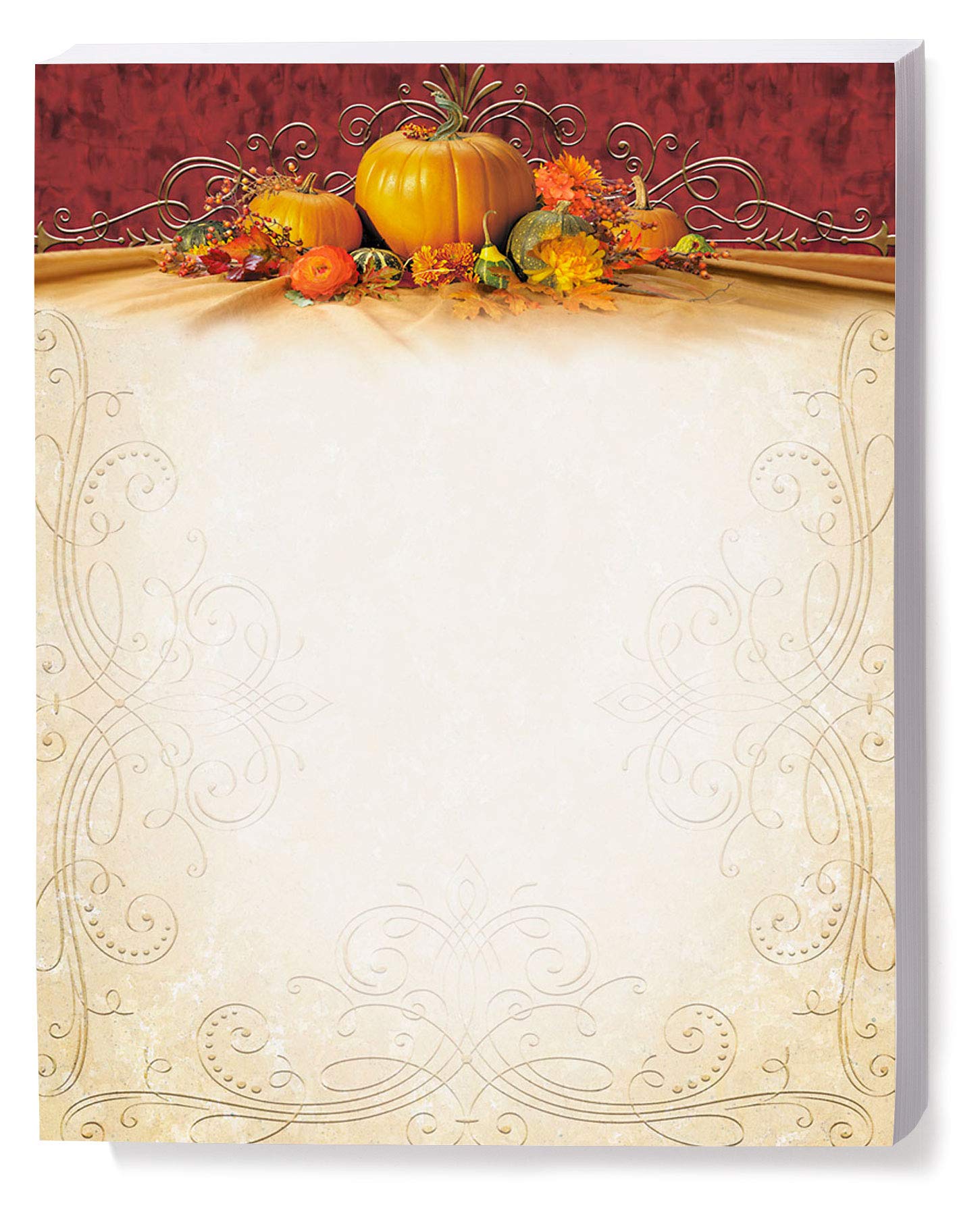 Premium Thanksgiving Pumpkin Fall Theme Stationery - 8.5x11 Decorative Border Paper & Letterhead (100 Sheets) - Elegant Writing Paper for Autumn Crafts, Holiday Cards & Home Office Printing