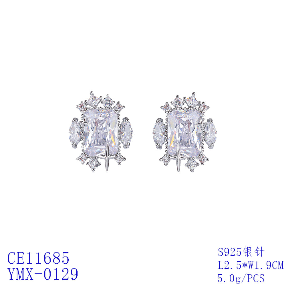 Square Cubic Zirconia Stud Earrings for Women - Elegant Wedding Jewelry & Girl Accessories - Perfect for Bridal, Anniversary & Special Occasion Gifts