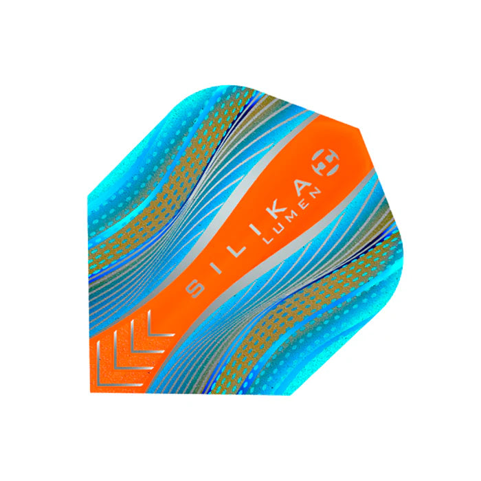 HARROWS Silika Lumen Dart Flights - Aqua & Orange Standard Small NO6 Shape for Professional & Casual Play - Perfect for Bars, Tournaments & Home Practice
