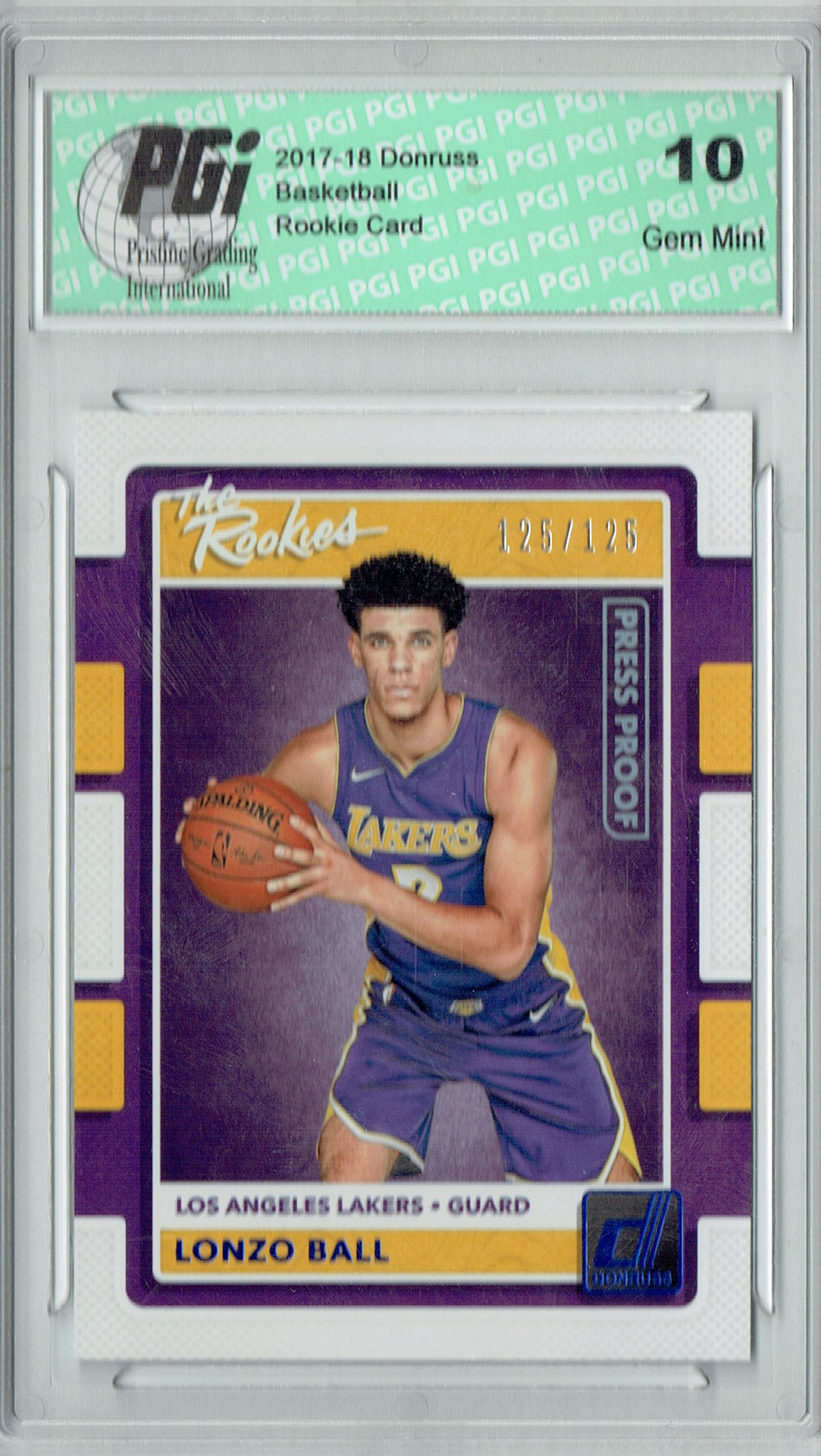 Lonzo Ball 2017 Donruss #2 The Rookies Press Proof Rookie Card - Limited Edition of 125 - PGI 10 Gem Mint - Perfect for NBA Collectors & Basketball Memorabilia Fans