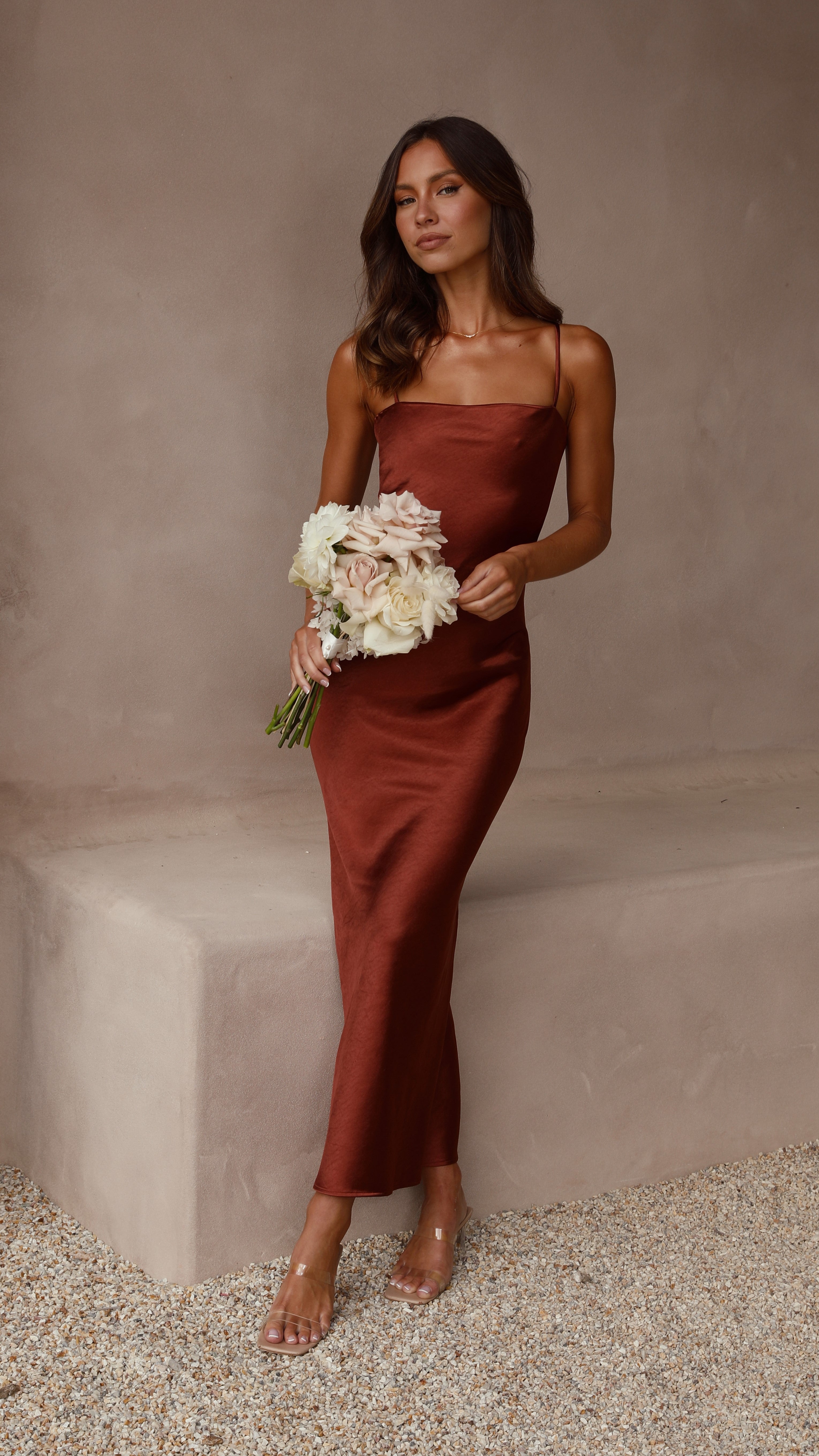 Keira Maxi Dress in Rust - Elegant Long Flowy Summer Dress for Women | Perfect for Beach, Vacation, and Casual Outings