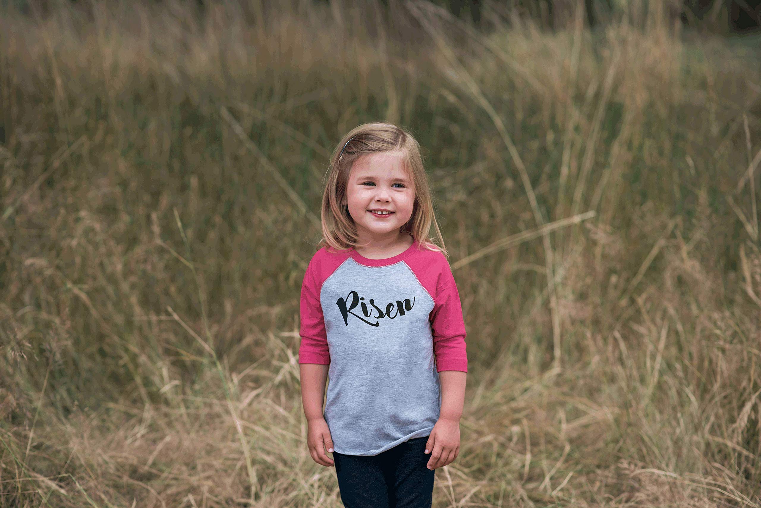 7 ate 9 Apparel Kids Easter Raglan Tee - Pink Long Sleeve Shirt for Boys & Girls - Perfect for Easter Celebrations, Spring Outfits & Family Photos