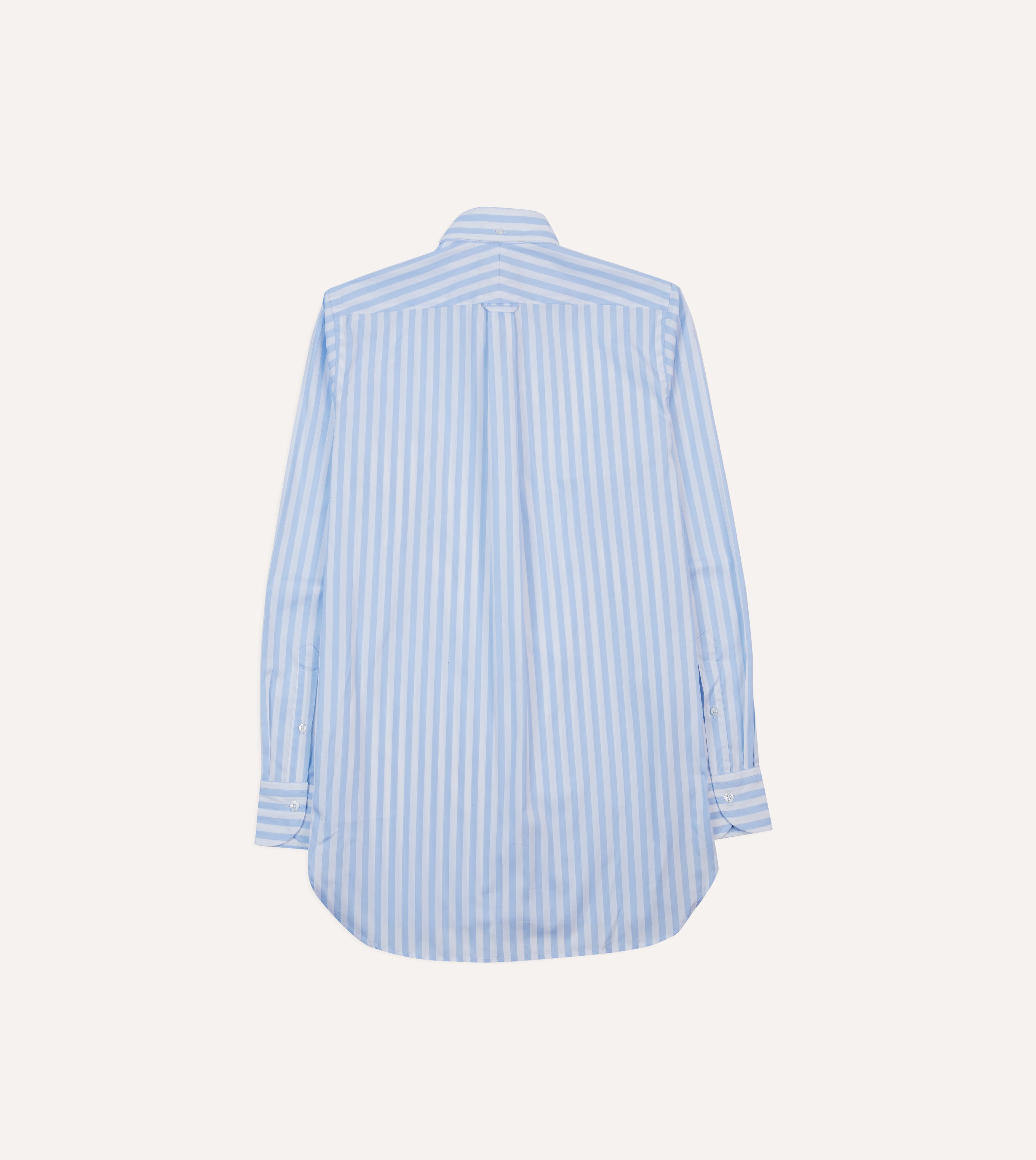 Blue Broad Stripe Cotton Poplin Button Down Shirt for Men - Classic Casual Office Wear & Summer Outfits