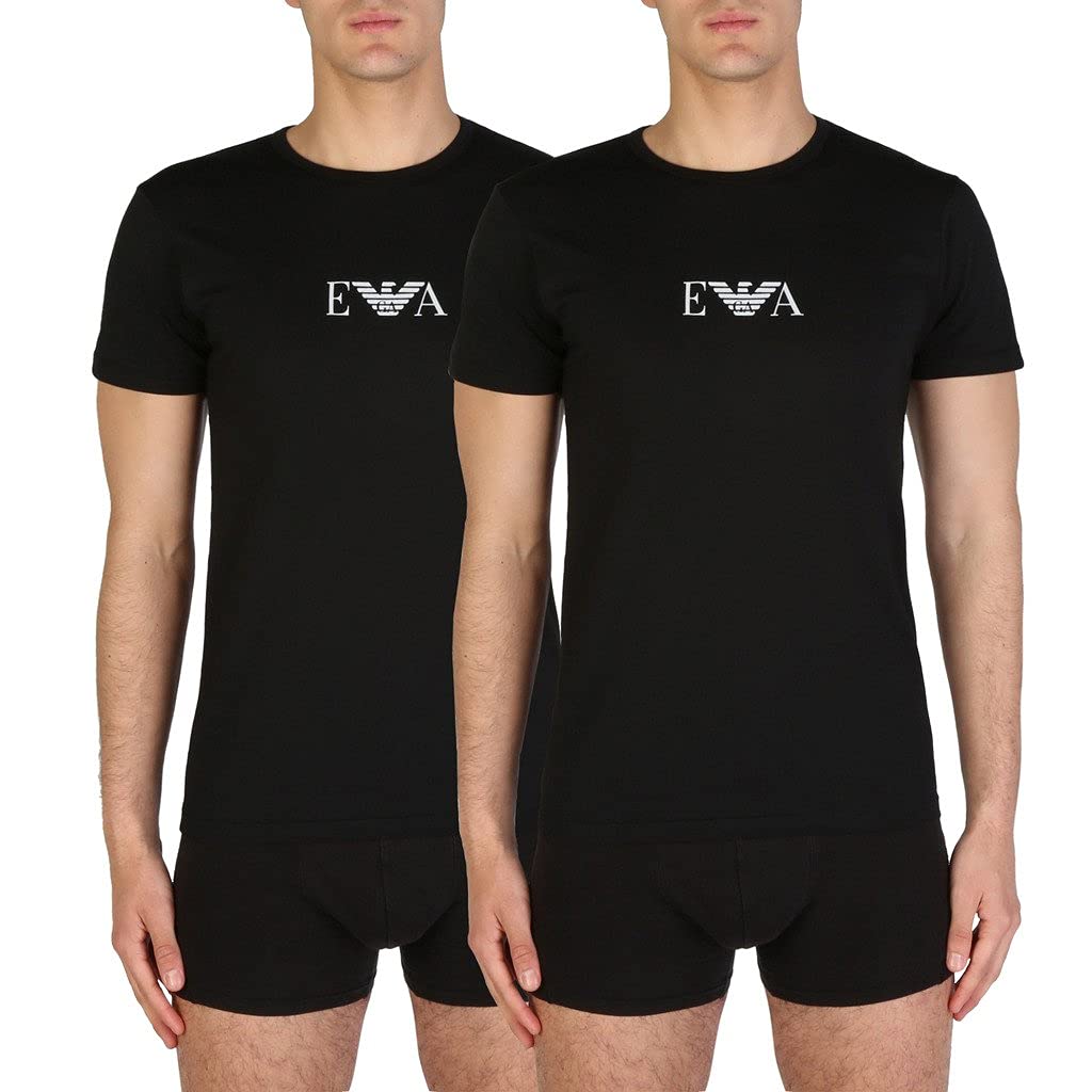 Armani Men's Premium Pack T-Shirts - 3-Pack XL Black Cotton Crew Neck Tees for Casual Wear & Layering