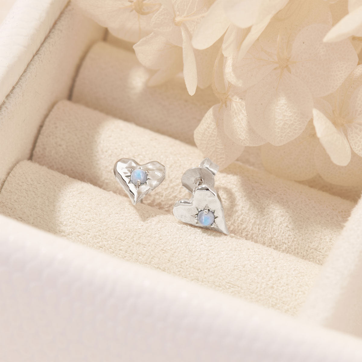 Moonstone Stud Earrings for Women - Dainty Heart-Shaped Gemstone Jewelry for Everyday Wear & Special Occasions
