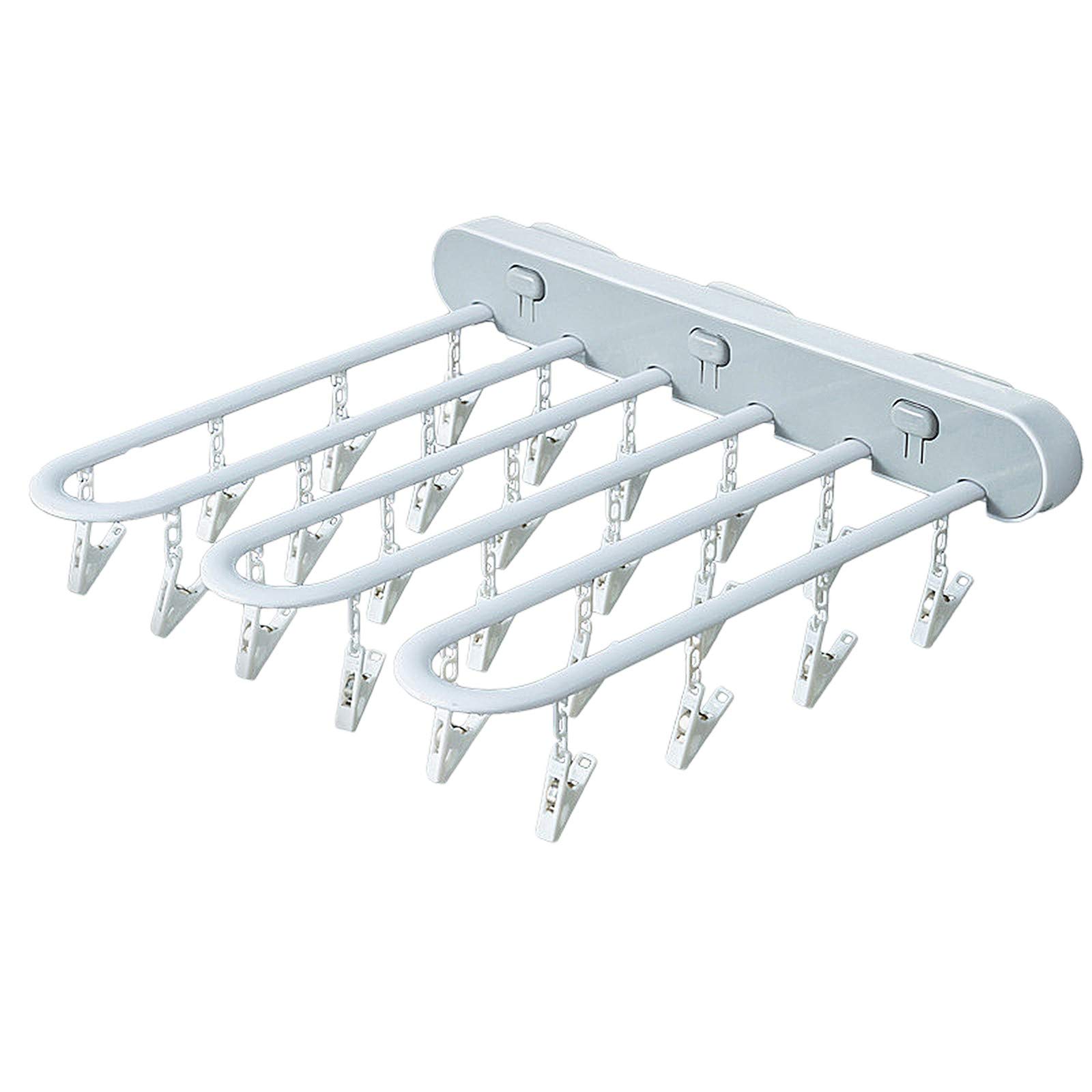 Wall Mounted Clothes Drying Rack - Foldable Laundry Organizer for Socks, Underwear & Small Garments - Space Saving Closet Storage Solution (Grey) - Perfect for Apartments, Dorms & Small Spaces