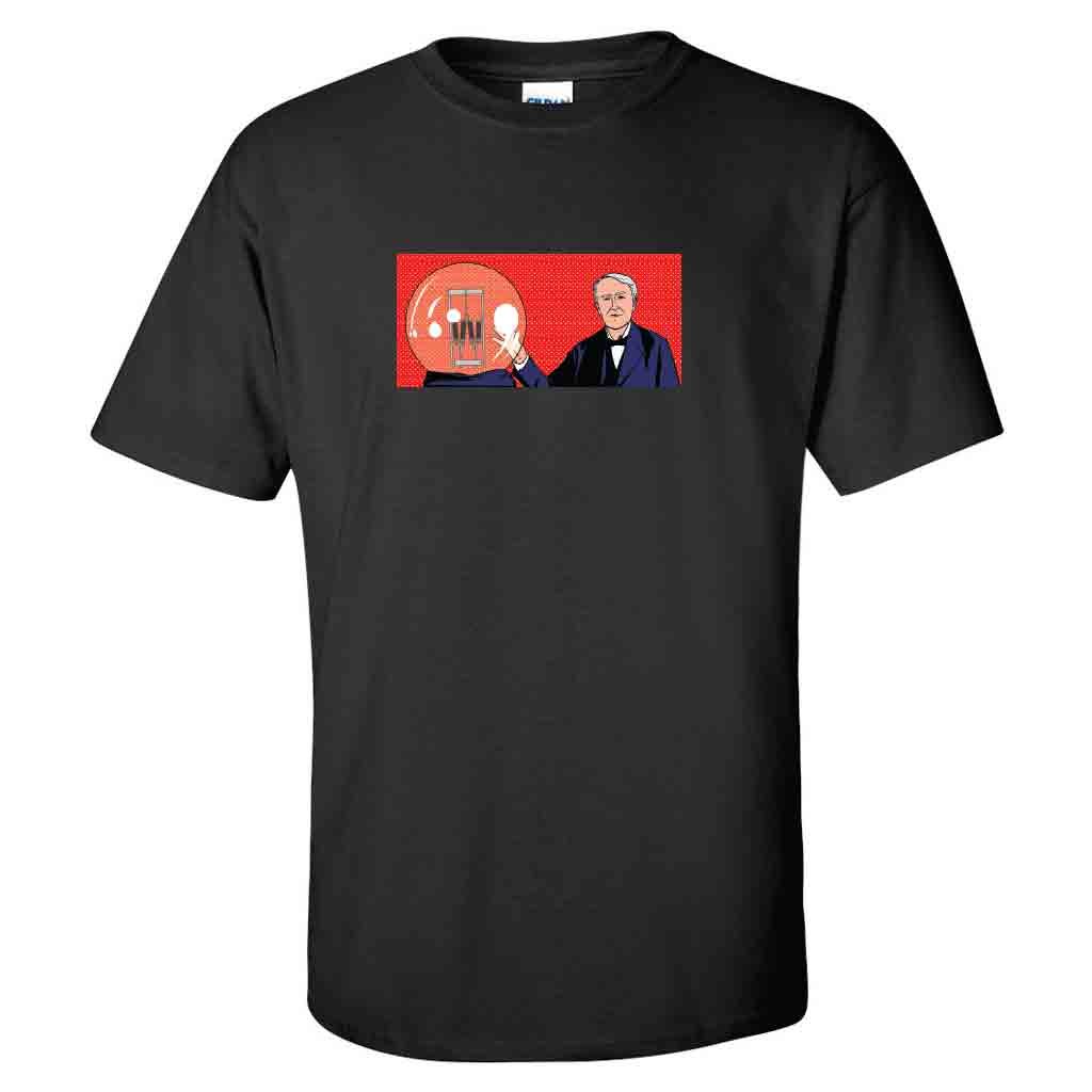 VictoryStore Apparel - 4 Pack Edison Pop Art Graphic T-Shirts for Men, Black Cotton Tees - Perfect for Casual Wear, Street Style & Gifts