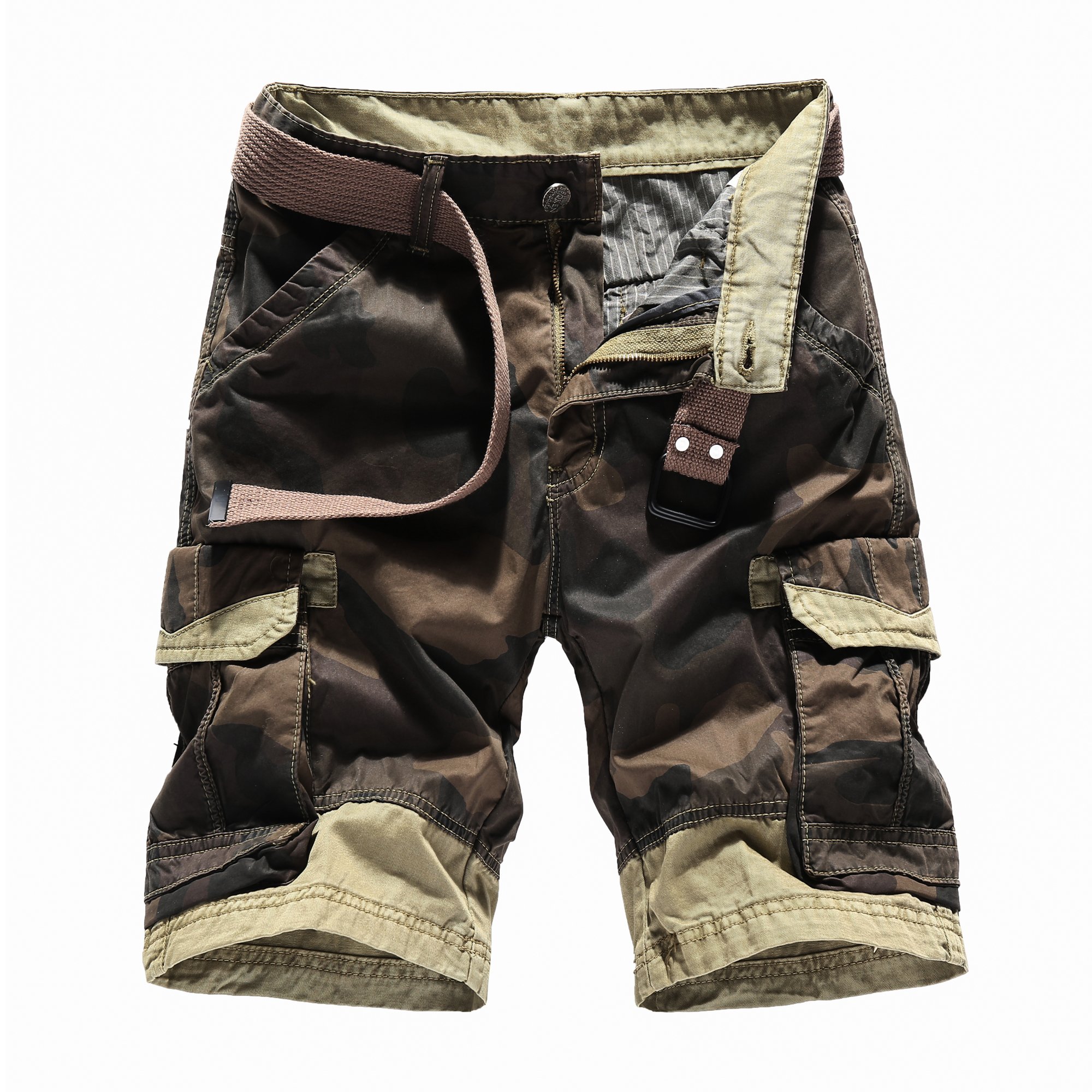 VMANNER Men's Rugged Twill Cargo Camo Shorts - Relaxed Fit Outdoor Workwear for Hiking, Camping & Casual Wear