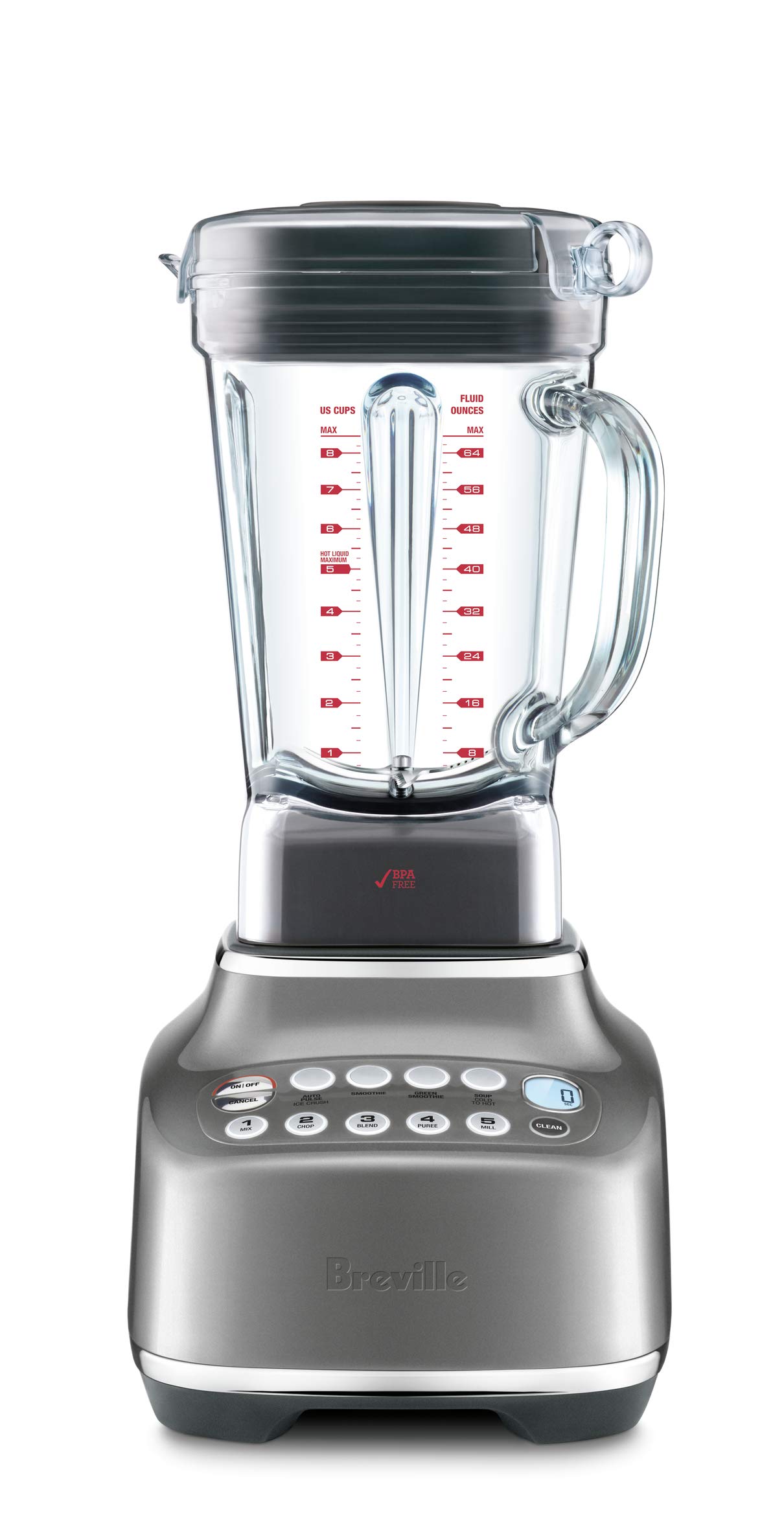 Breville BBL820SHY Q Commercial-Grade Home Blender - 64oz Pitcher, 1800W Motor, Smoked Hickory Finish - Perfect for Smoothies, Soups & Nut Butters